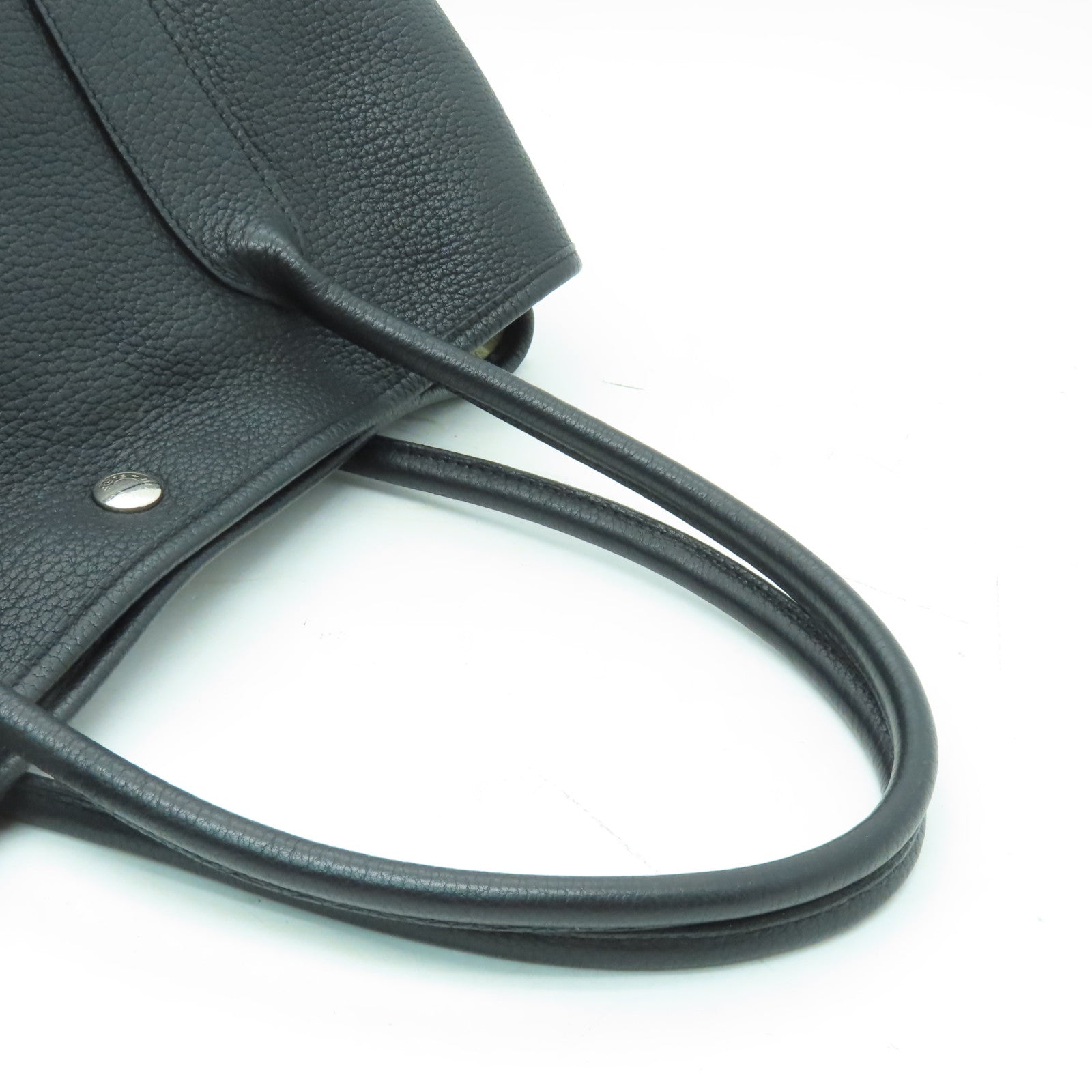 HERMES Negonda皮革Garden Party PM銀扣手挽袋Noir黑色