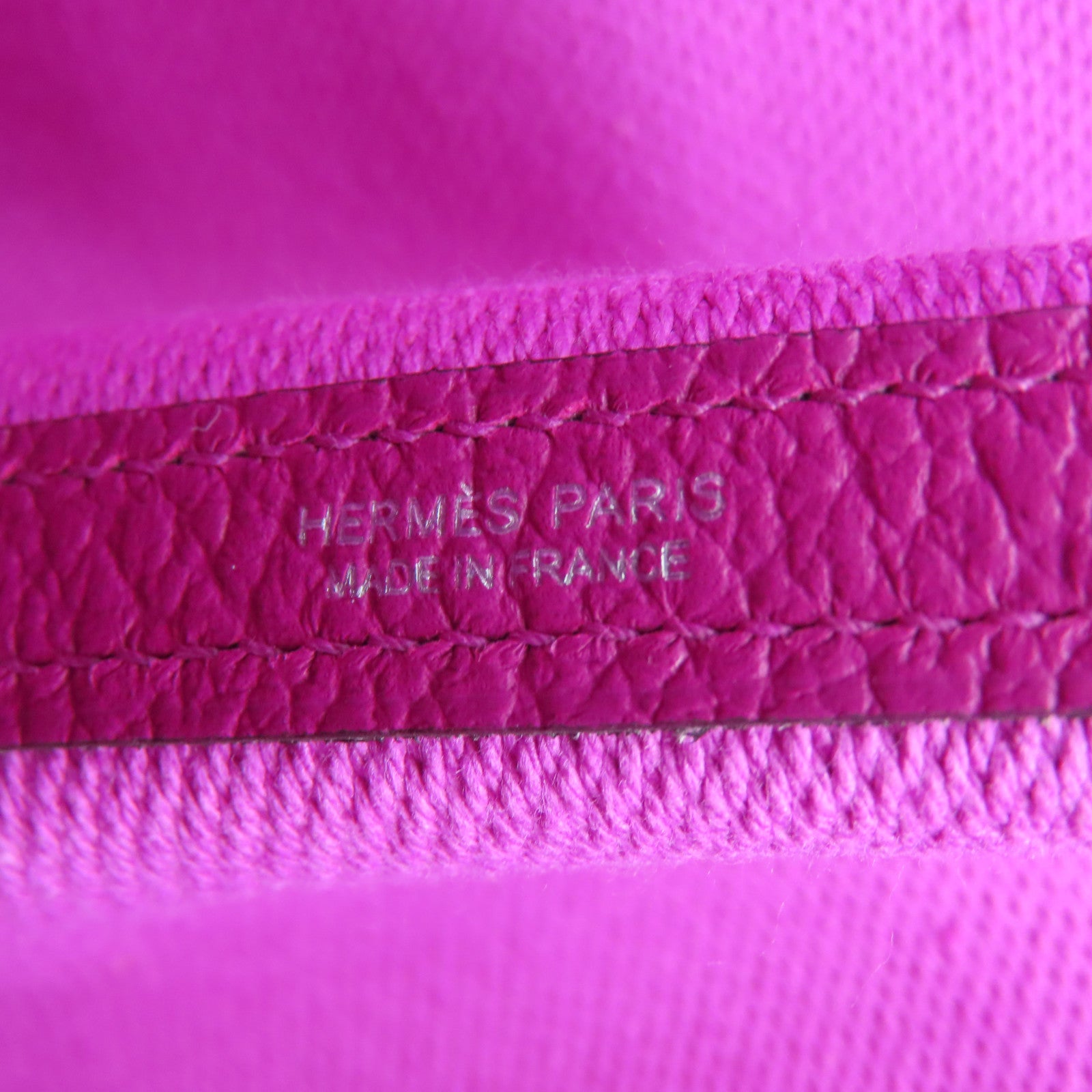 HERMES 帆布GardenParty PM銀扣手挽袋桃紫色
