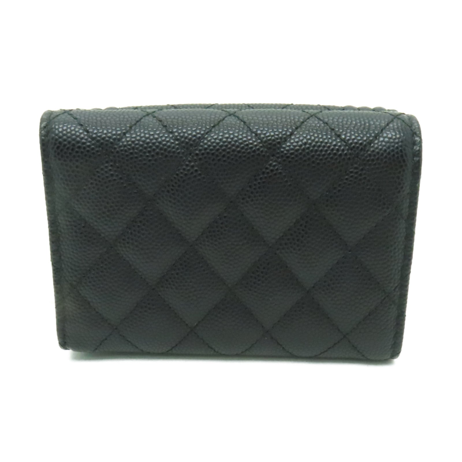 CHANEL 菱格Caviar皮革Boy Chanel Wallet金扣錢包黒色