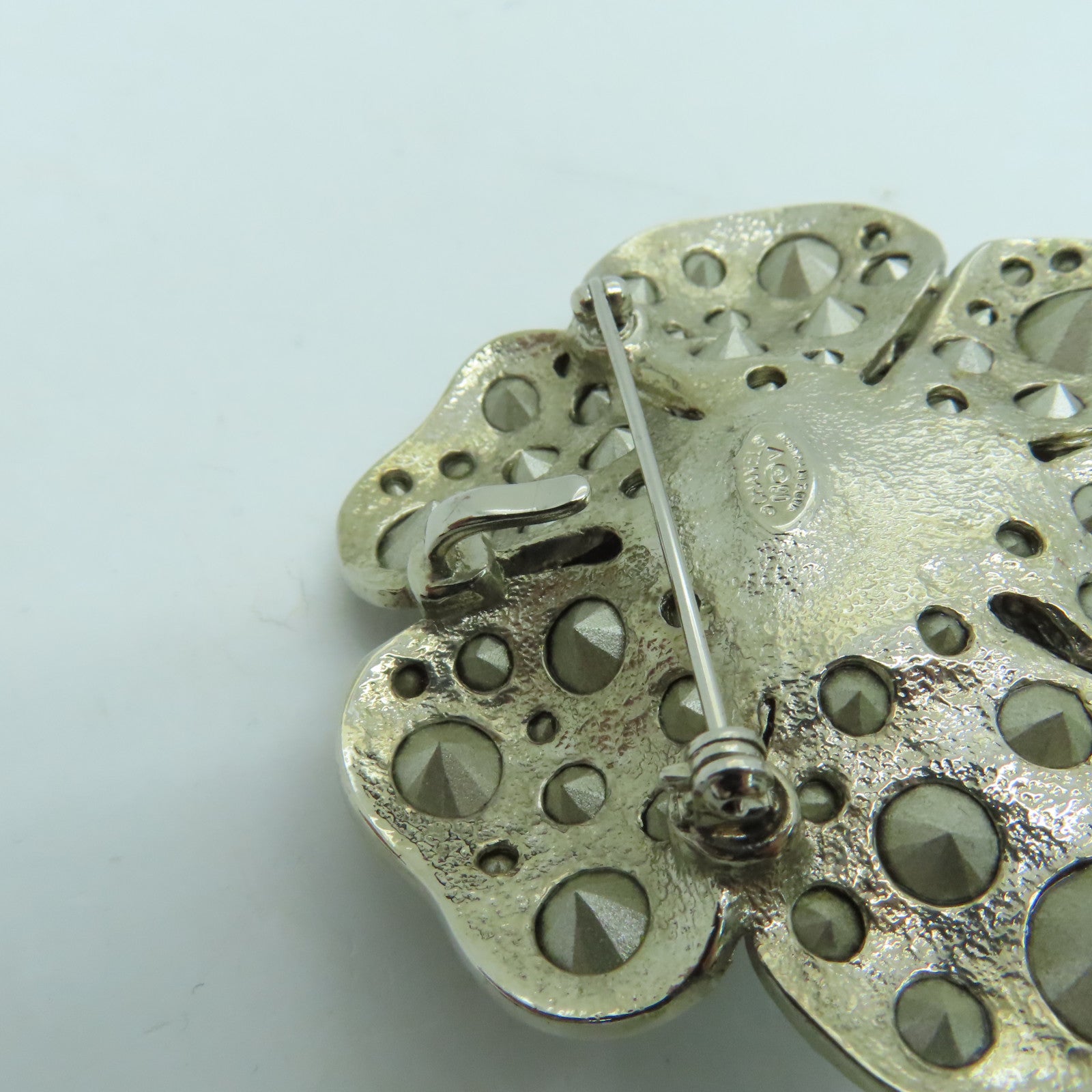 CHANEL 金属水晶Brooch胸针银色