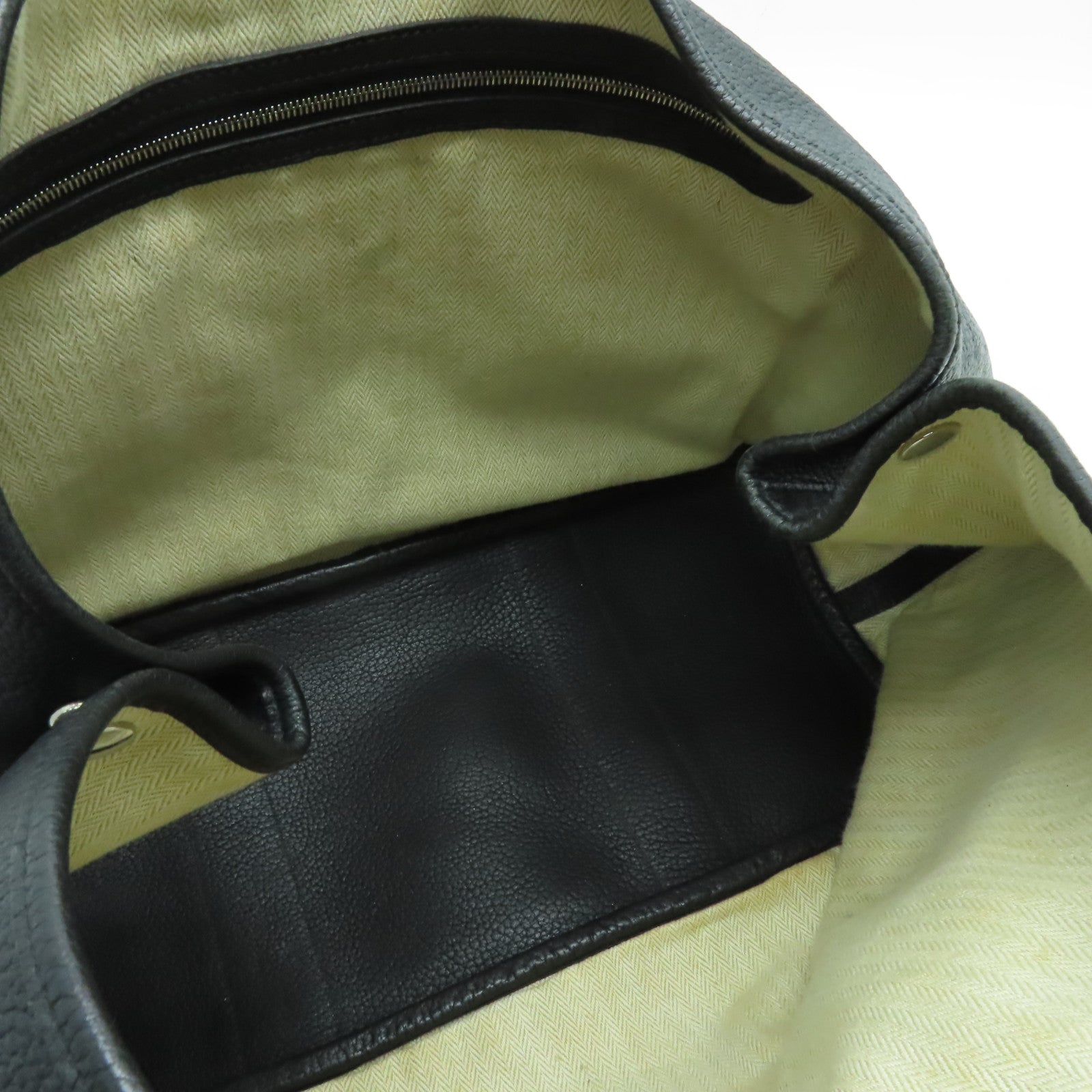 HERMES Negonda皮革Garden Party PM銀扣手挽袋Noir黑色