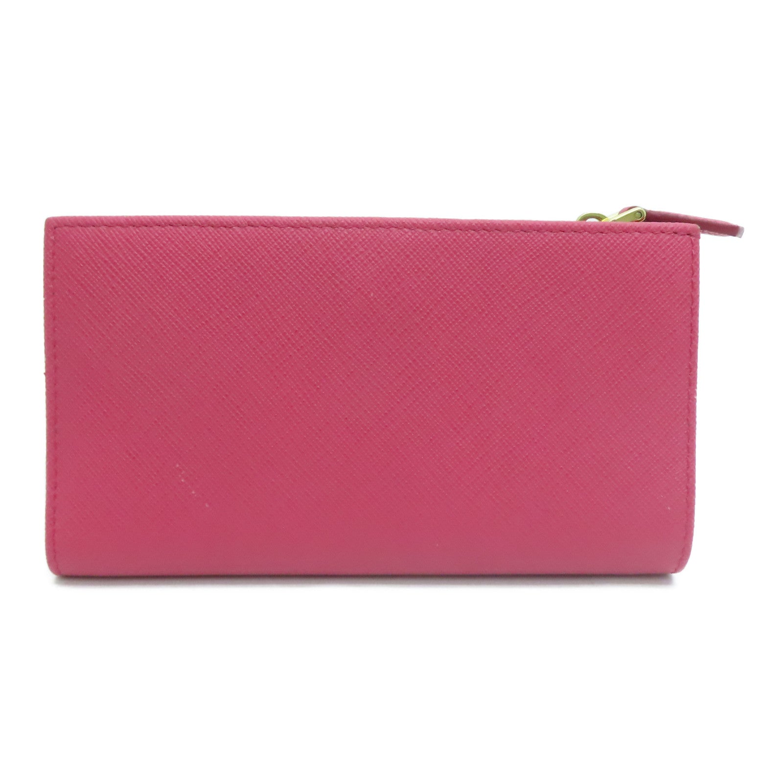 PRADA Saffiano皮革Wallet金扣钱包粉红色