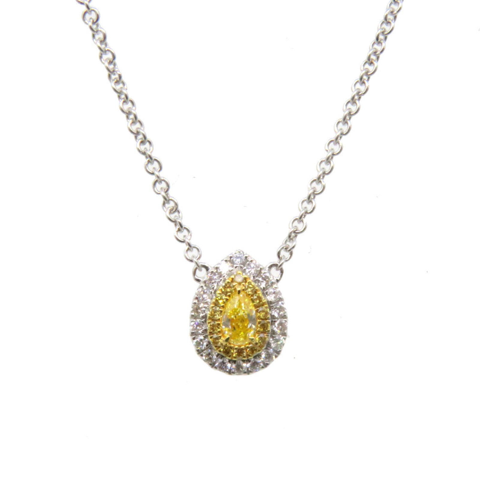 JEWELRY 【激減優惠】18K白金/0.07ct黃色鑽石/0.222ct鑽石Yellow Diamond Necklace項鍊