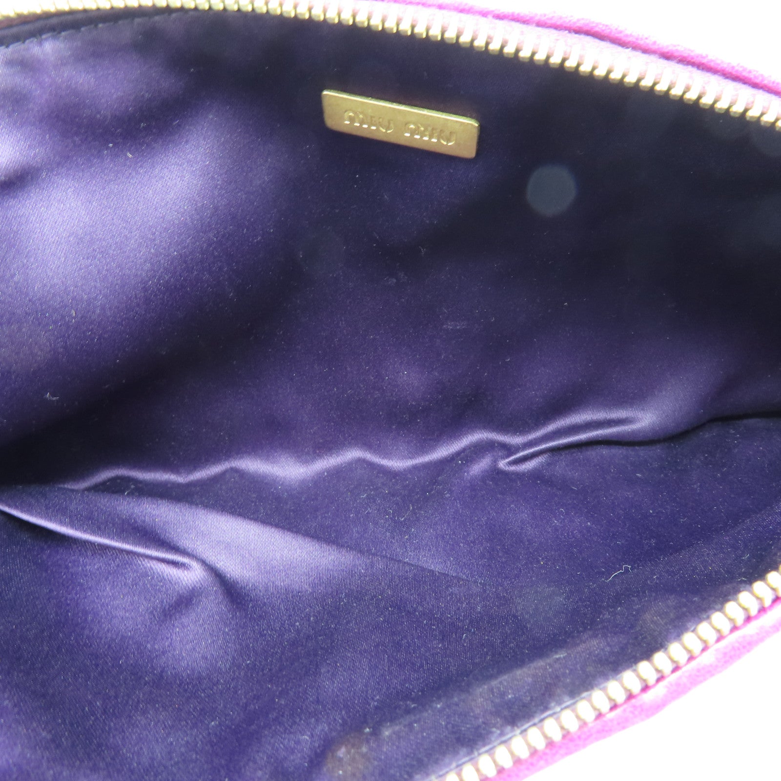 Miu Miu Sheepskin Leather Pouch Gold Buckle Clutch Purple