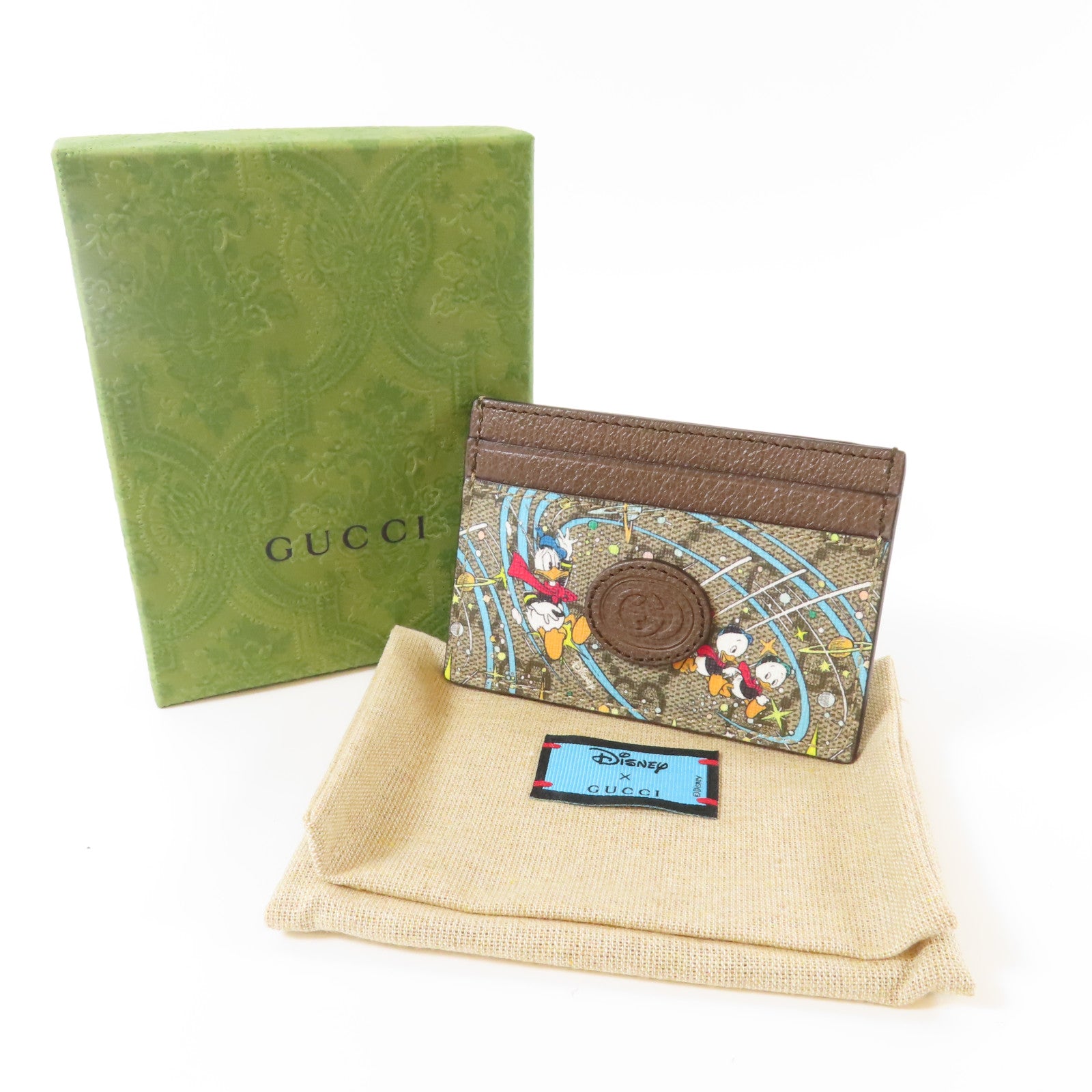 GUCCI 塗層帆布Disney x Gucci Donald Duck Card Case卡片套啡色