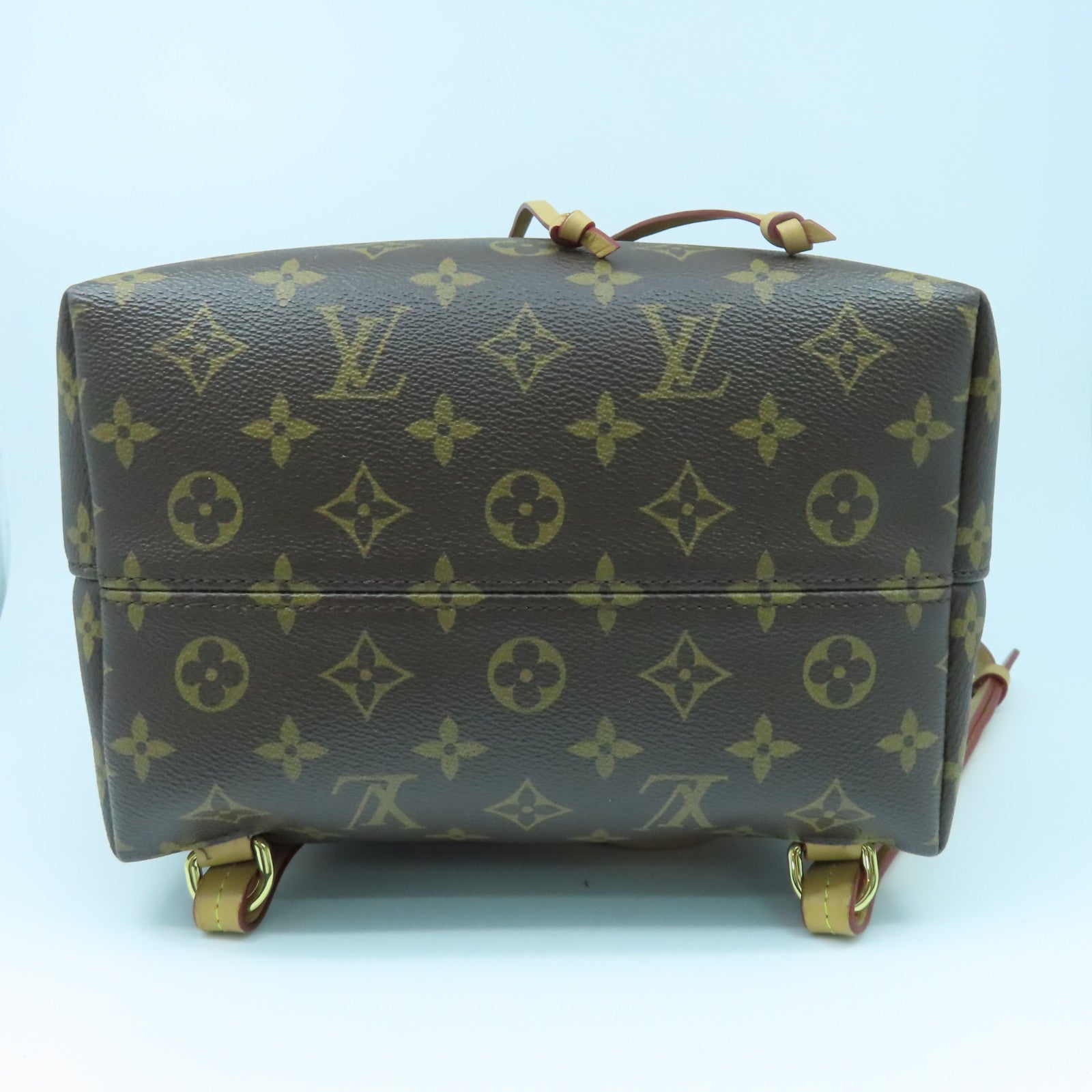 LOUIS VUITTON Monogram Montsuris PM Gold Buckle Backpack Brown