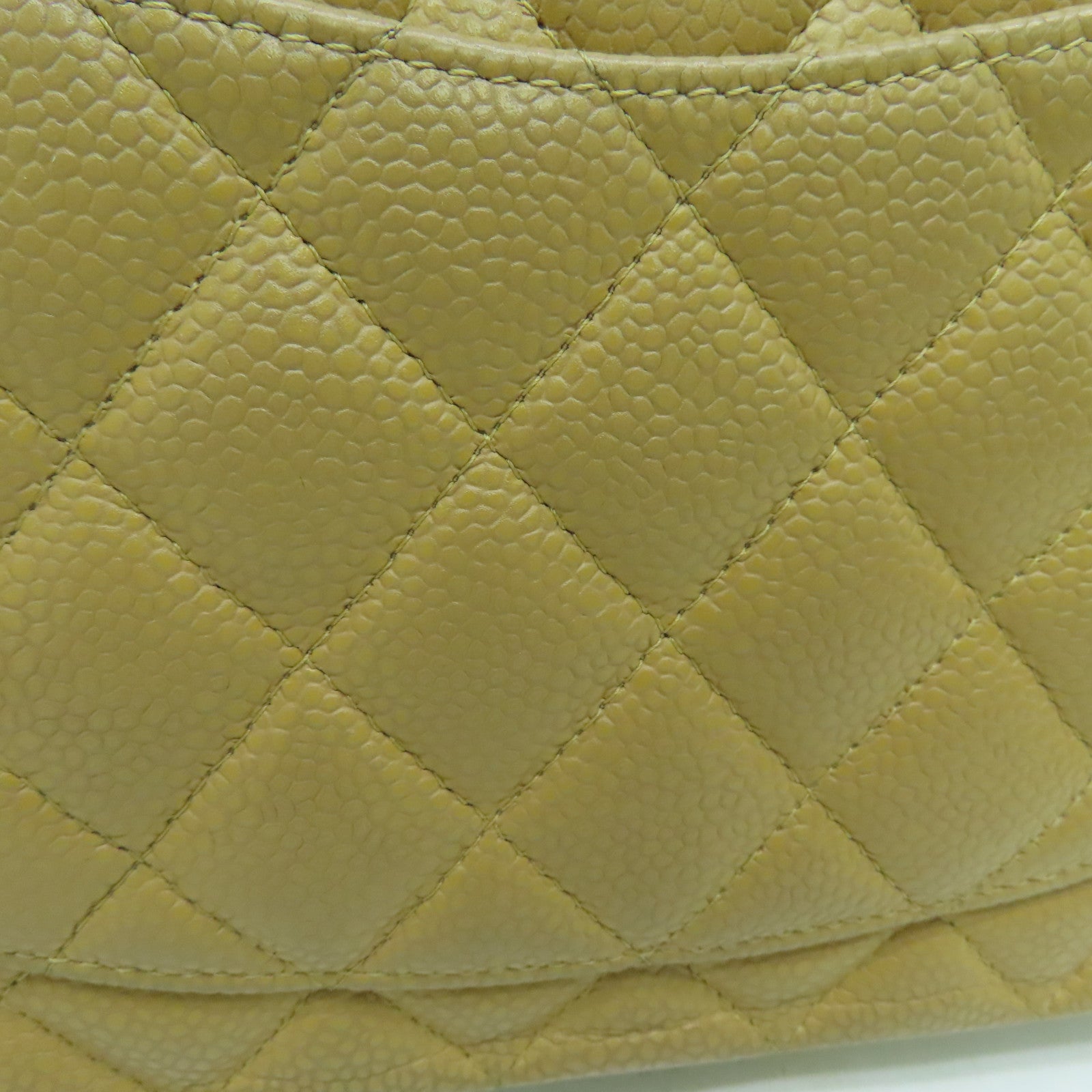 CHANEL 菱格Caviar皮革Chain Shoulder Bag金扣链带肩背袋米色