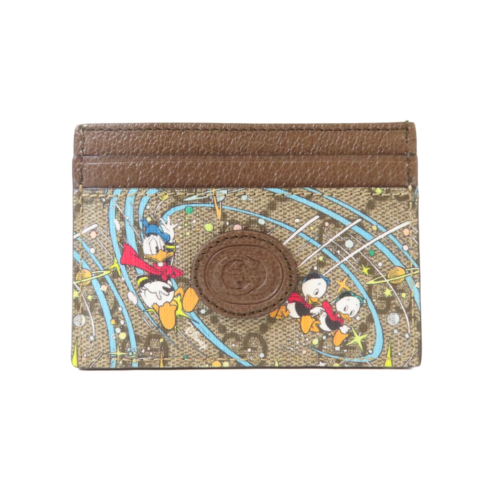 GUCCI 塗層帆布Disney x Gucci Donald Duck Card Case卡片套啡色