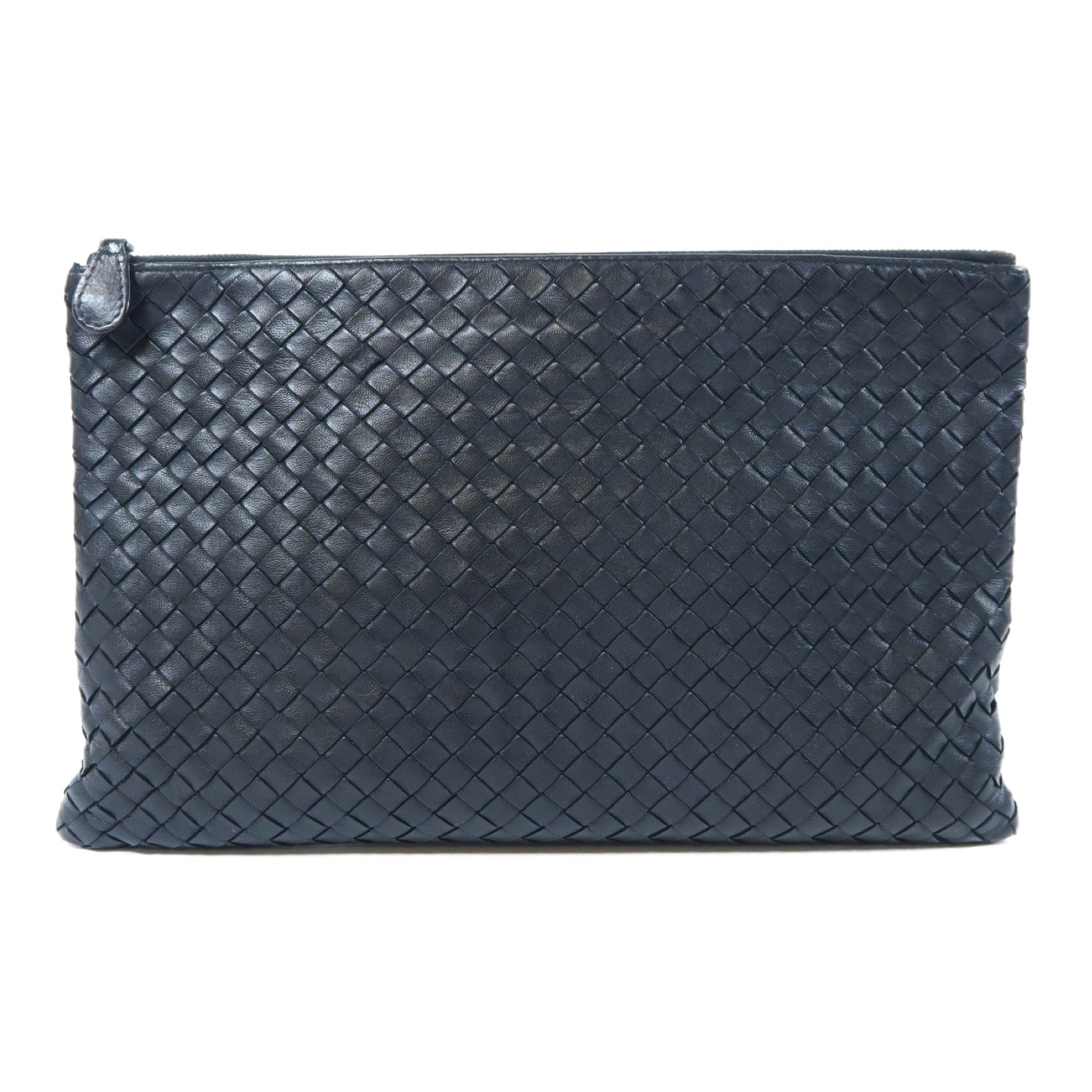 BOTTEGA VENETA 羊皮織紋皮革Clutch金扣手拿包黑色