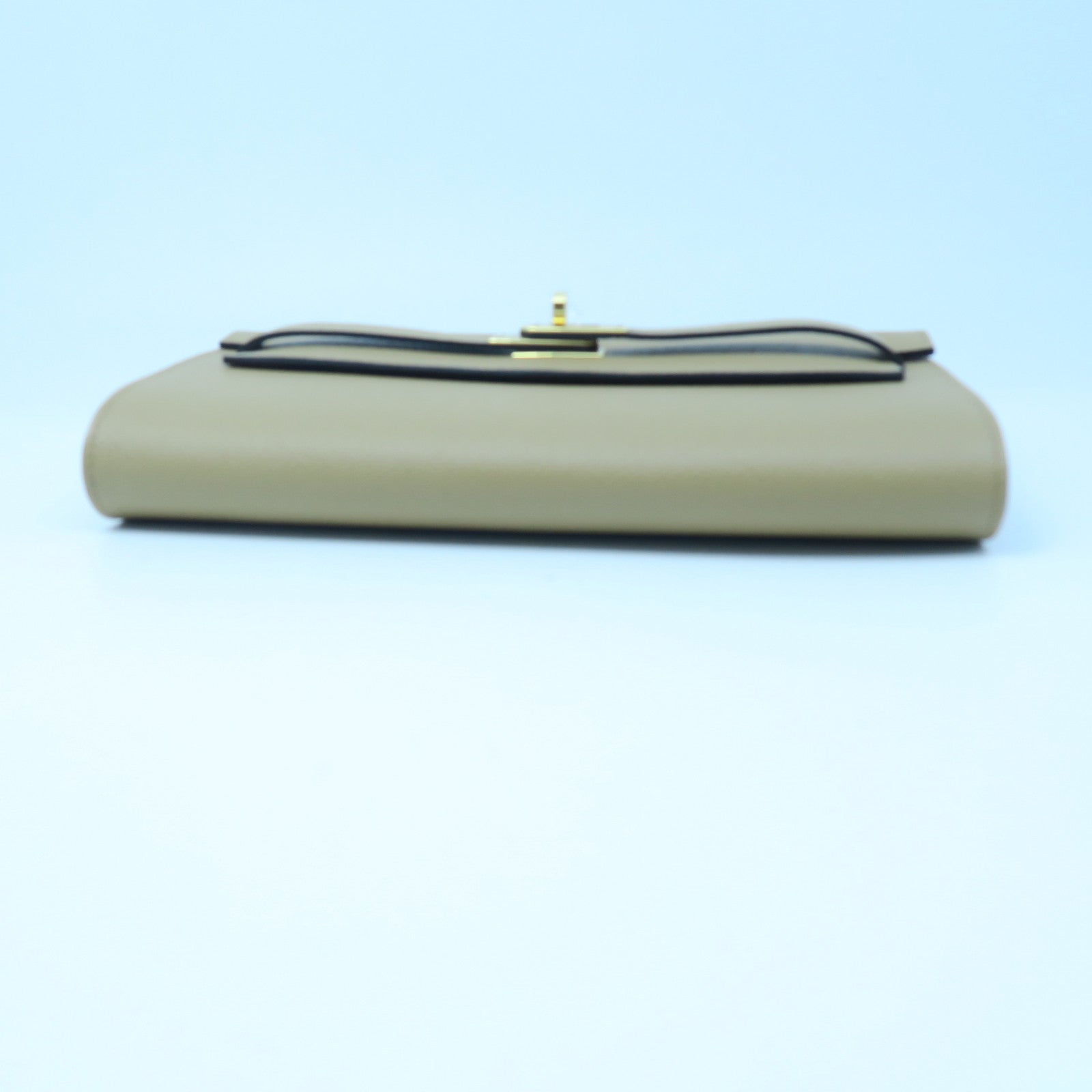 HERMES Epsom Leather Kelly To Go Gold Buckle Long Wallet Milk Tea/Mallow Purple