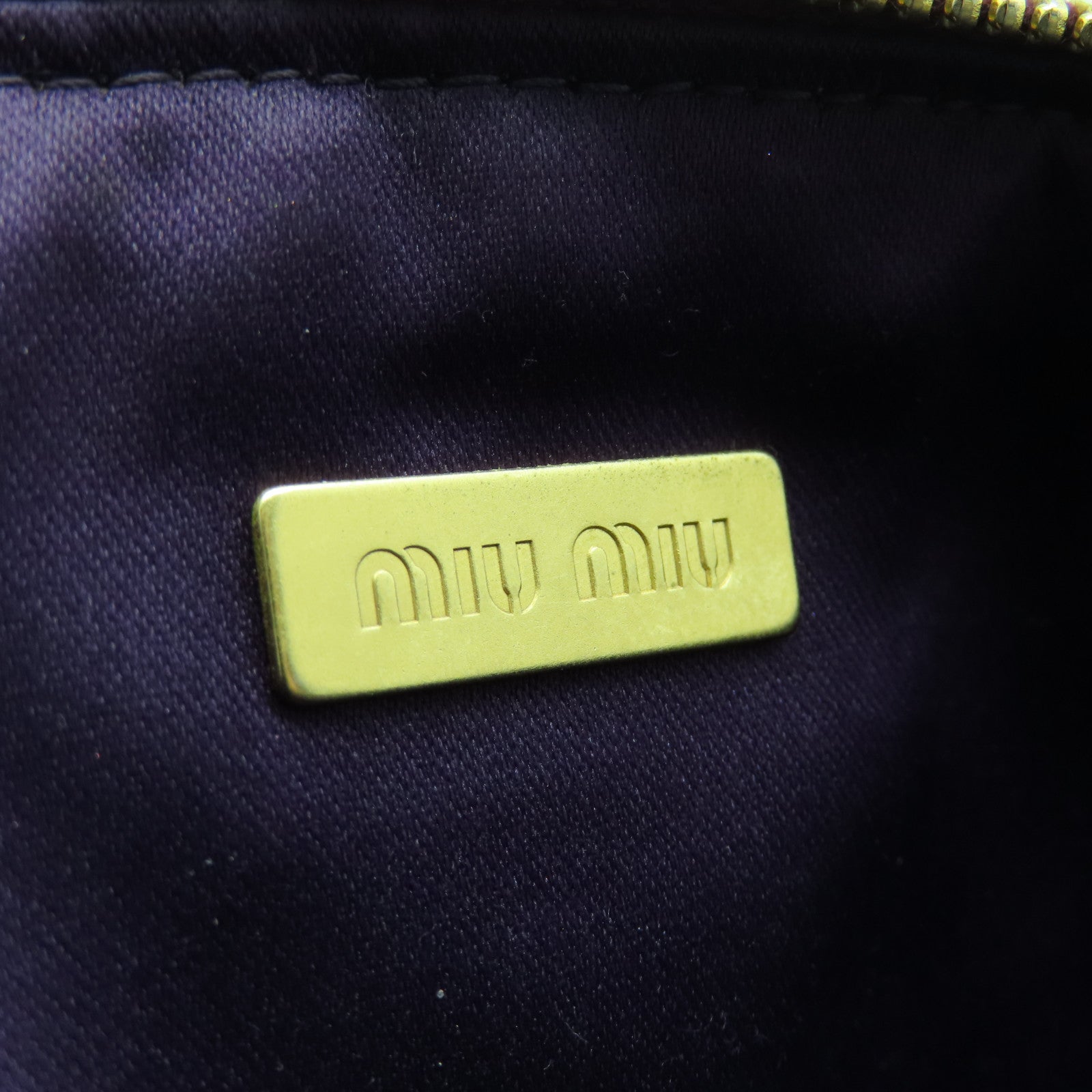 Miu Miu Sheepskin Leather Pouch Gold Buckle Clutch Purple