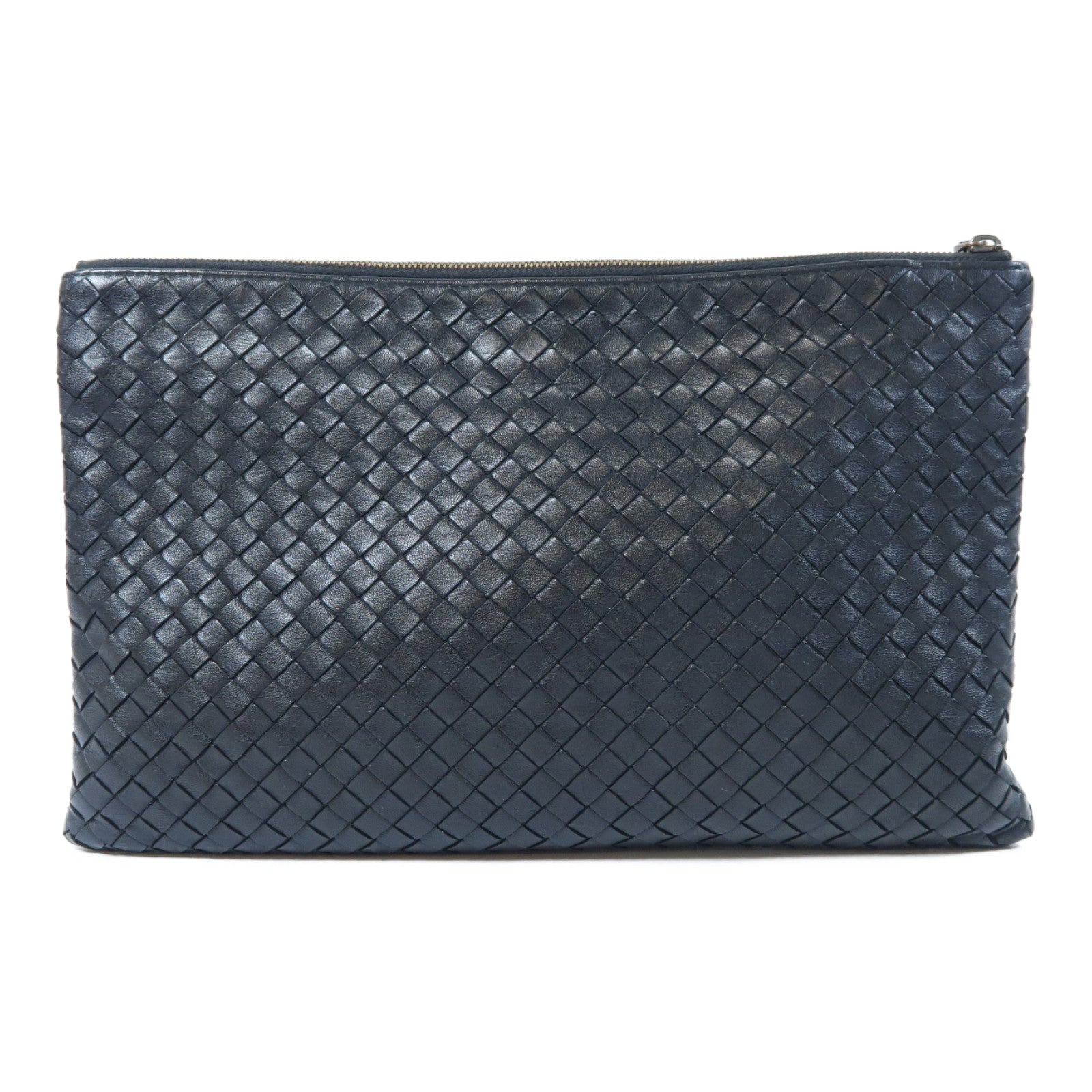 BOTTEGA VENETA 羊皮織紋皮革Clutch金扣手拿包黑色