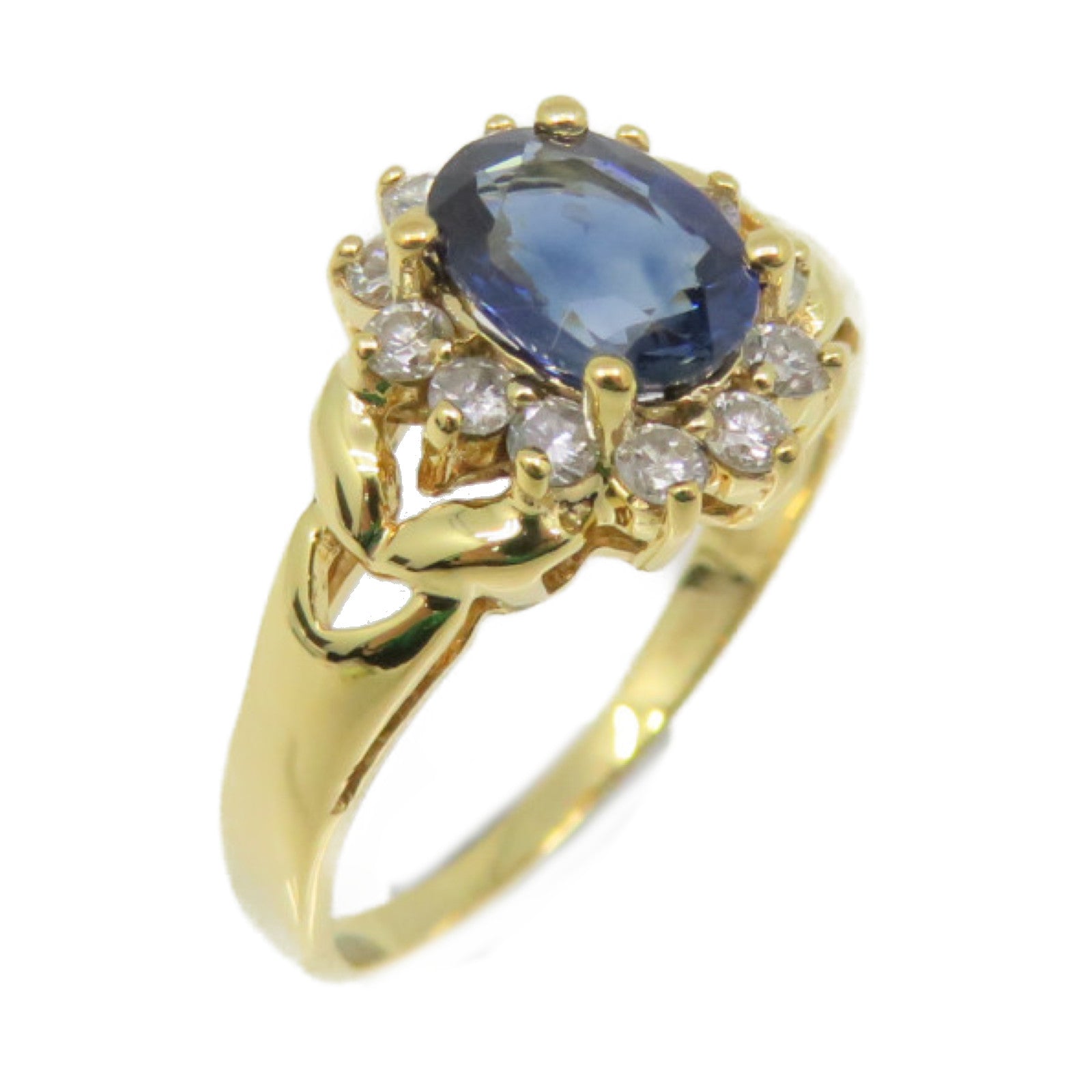 JEWELRY 18K Gold/Sapphire/Diamond Sapphire Ring US#6.5