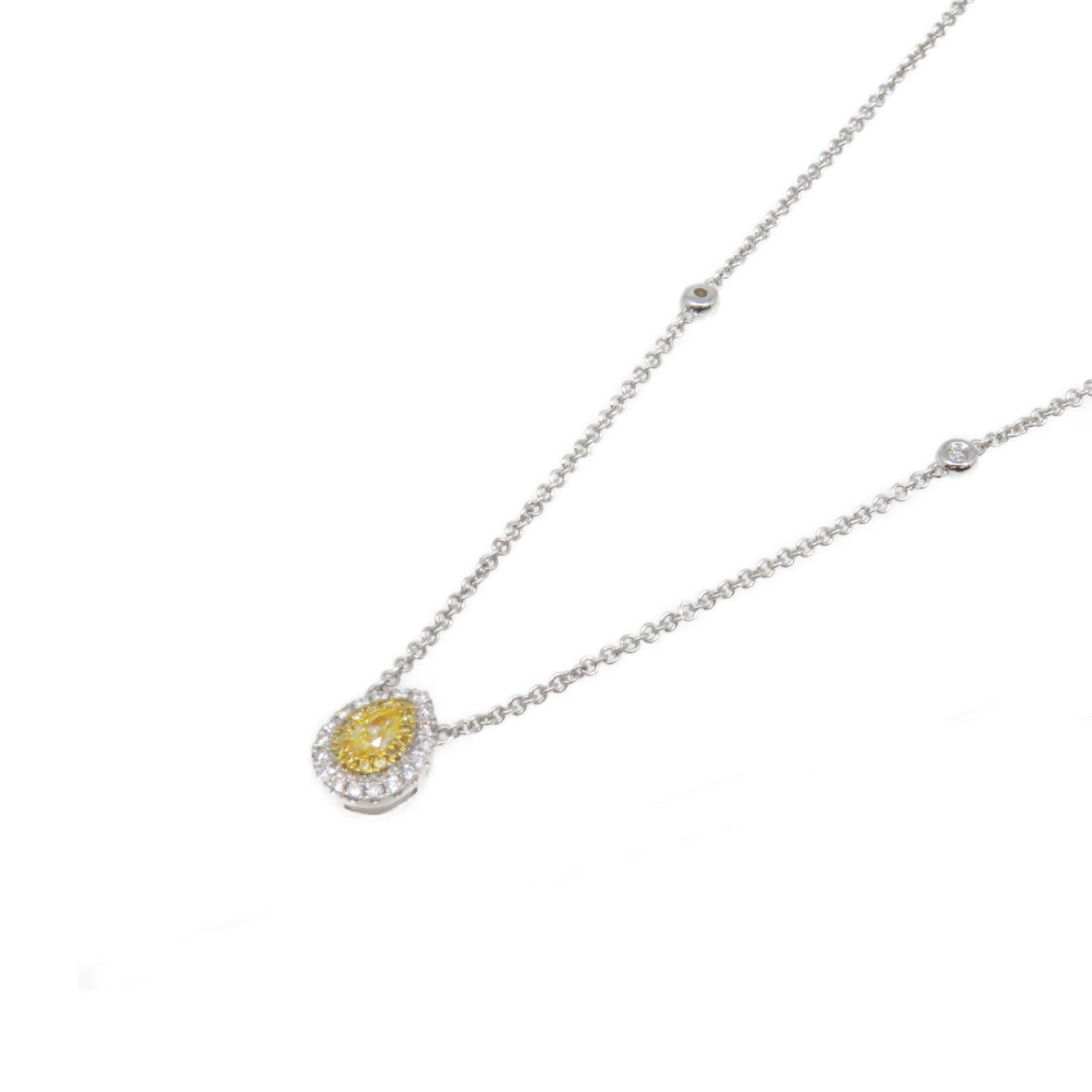 JEWELRY 【激減優惠】18K白金/0.07ct黃色鑽石/0.222ct鑽石Yellow Diamond Necklace項鍊