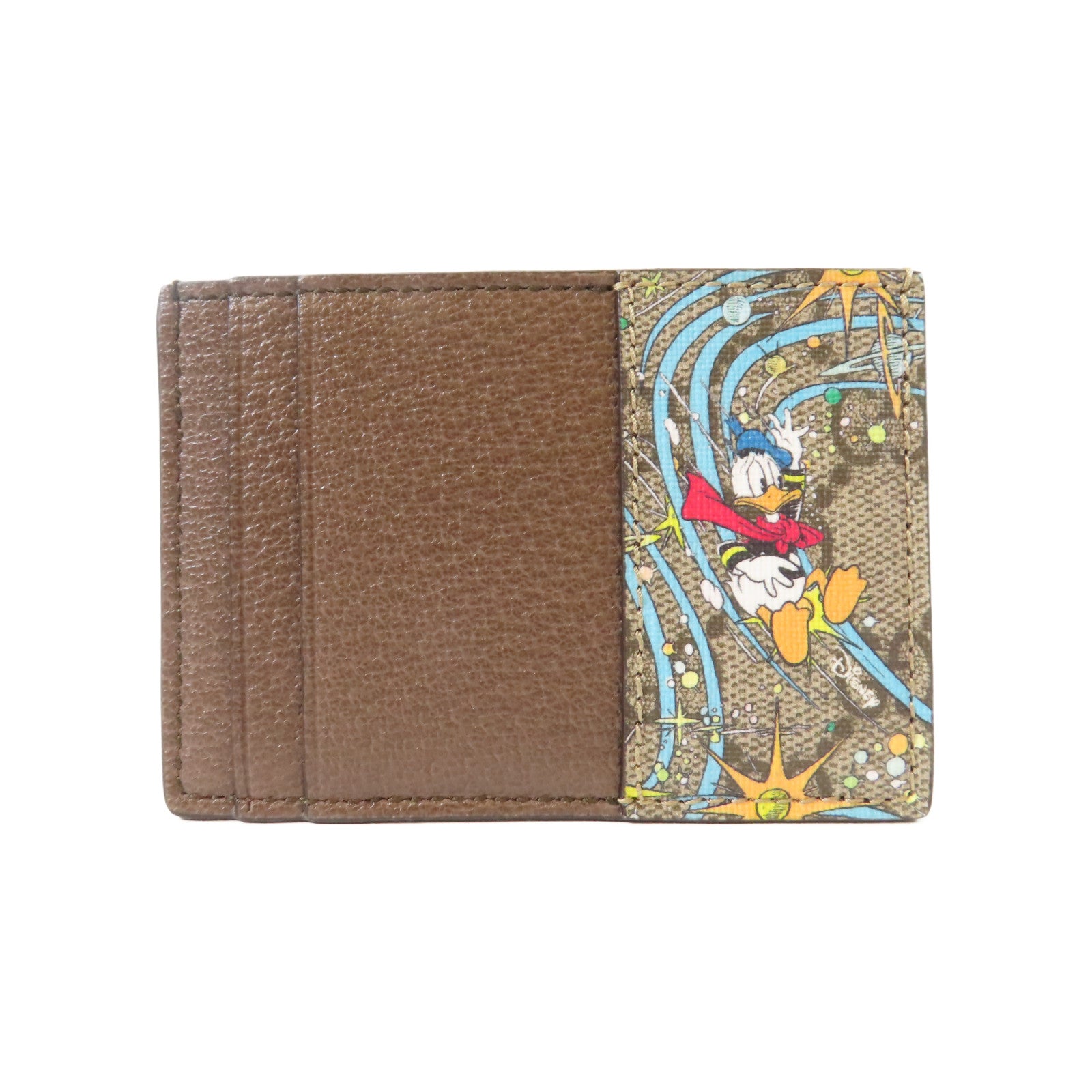 GUCCI 塗層帆布Disney x Gucci Donald Duck Card Case卡片套啡色