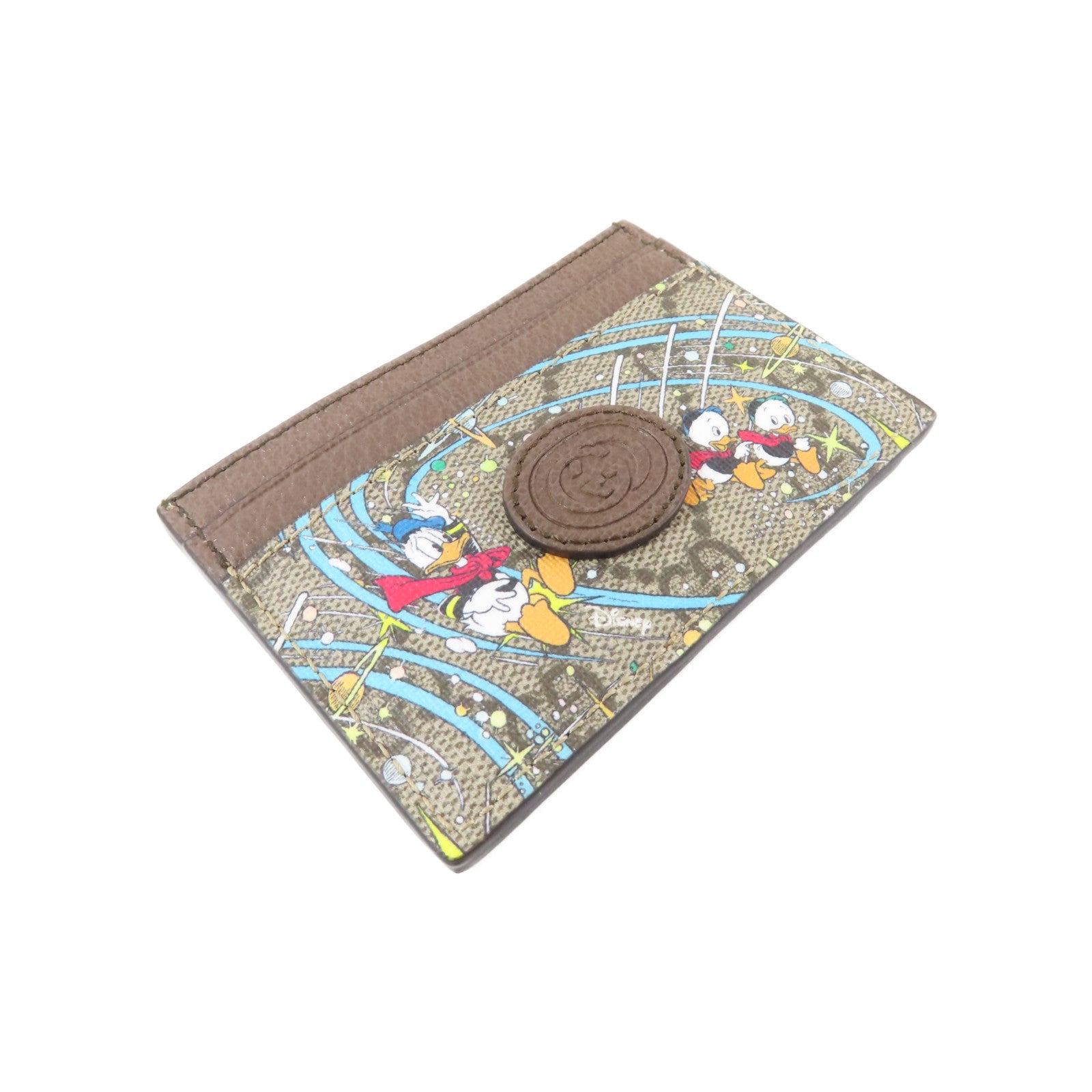 GUCCI 塗層帆布Disney x Gucci Donald Duck Card Case卡片套啡色