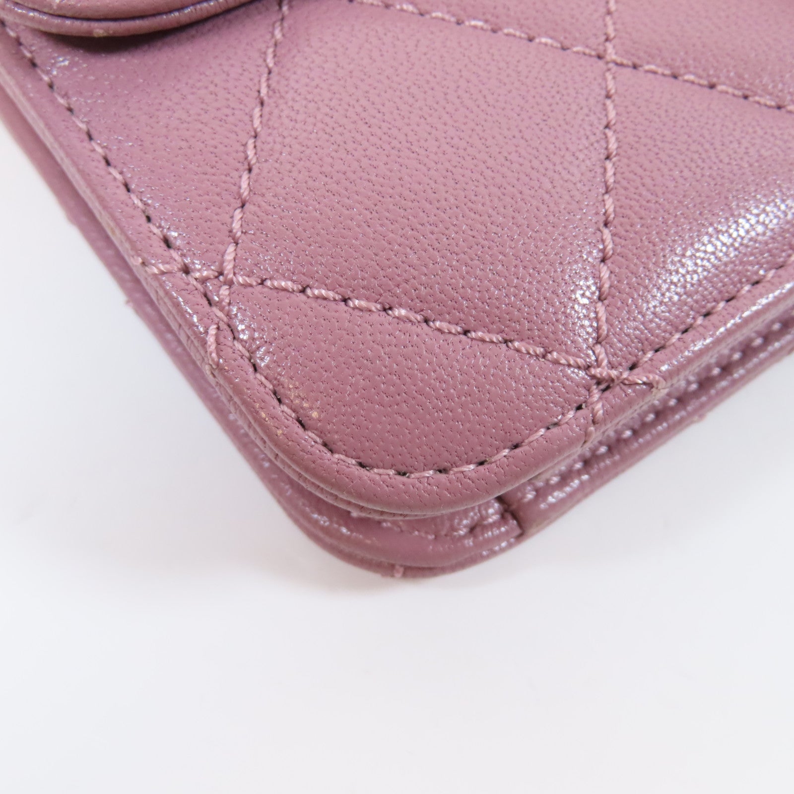 CHANEL 菱格牛皮皮革Chain Shoulder Bag金扣鏈帶肩背袋粉紅色