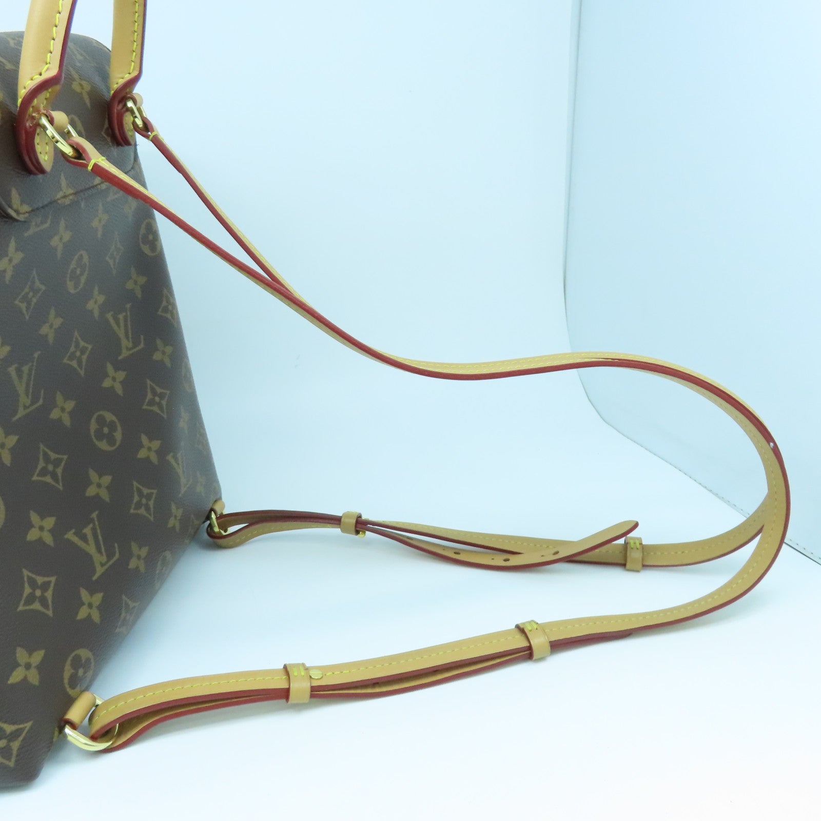 LOUIS VUITTON Monogram Montsuris PM Gold Buckle Backpack Brown