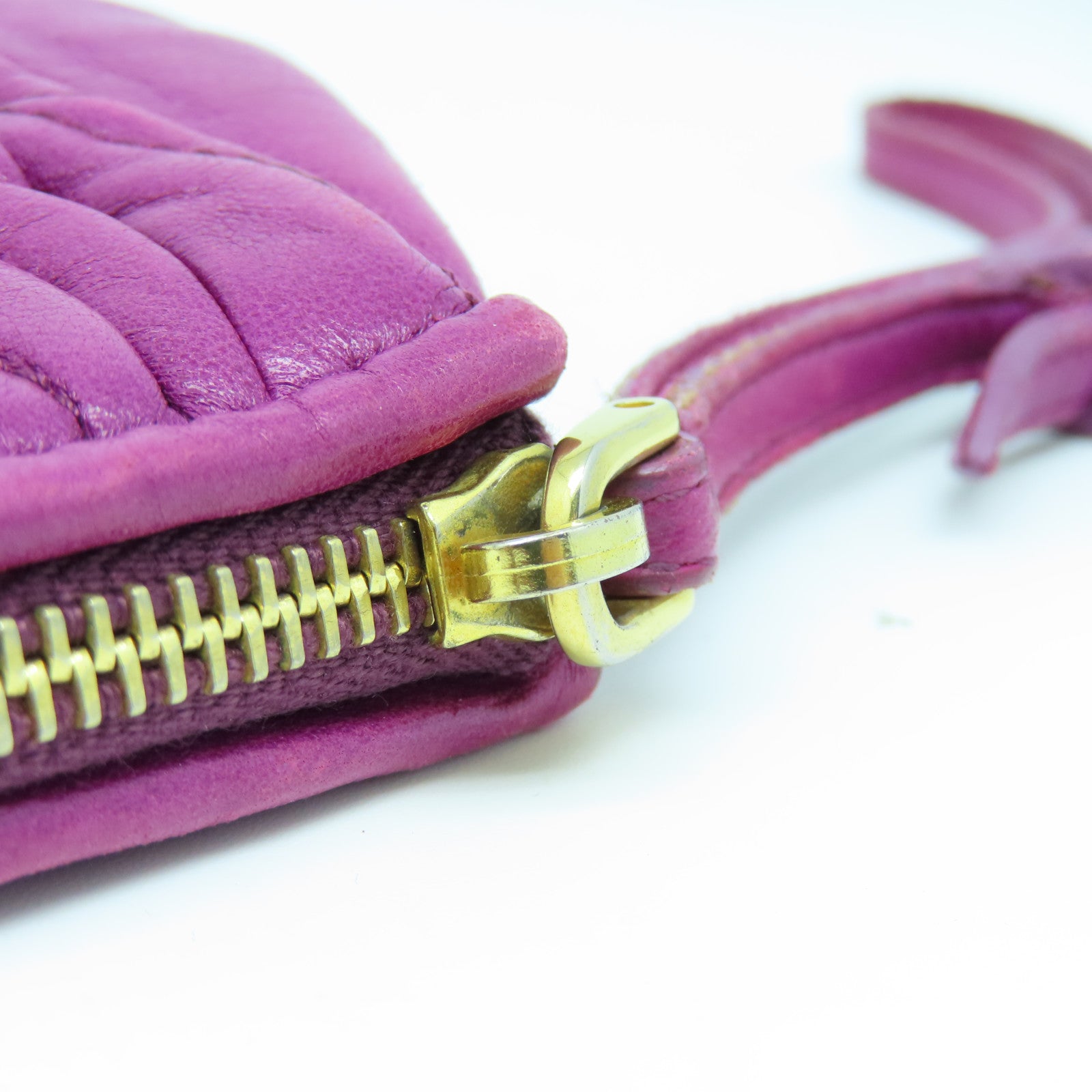 Miu Miu Sheepskin Leather Pouch Gold Buckle Clutch Purple