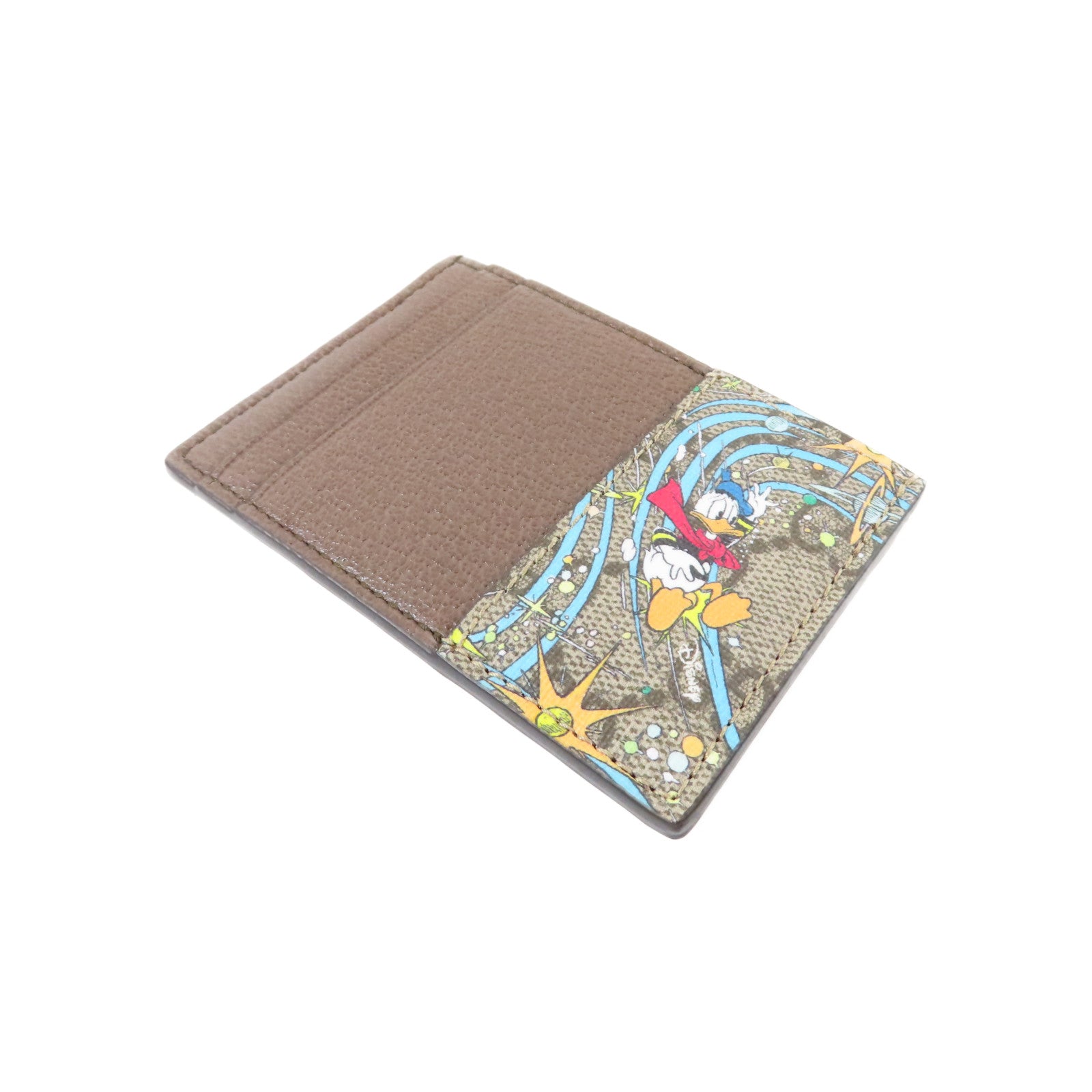 GUCCI 塗層帆布Disney x Gucci Donald Duck Card Case卡片套啡色