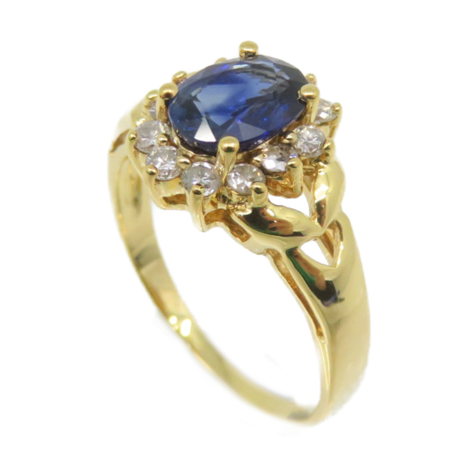 JEWELRY 18K Gold/Sapphire/Diamond Sapphire Ring US#6.5