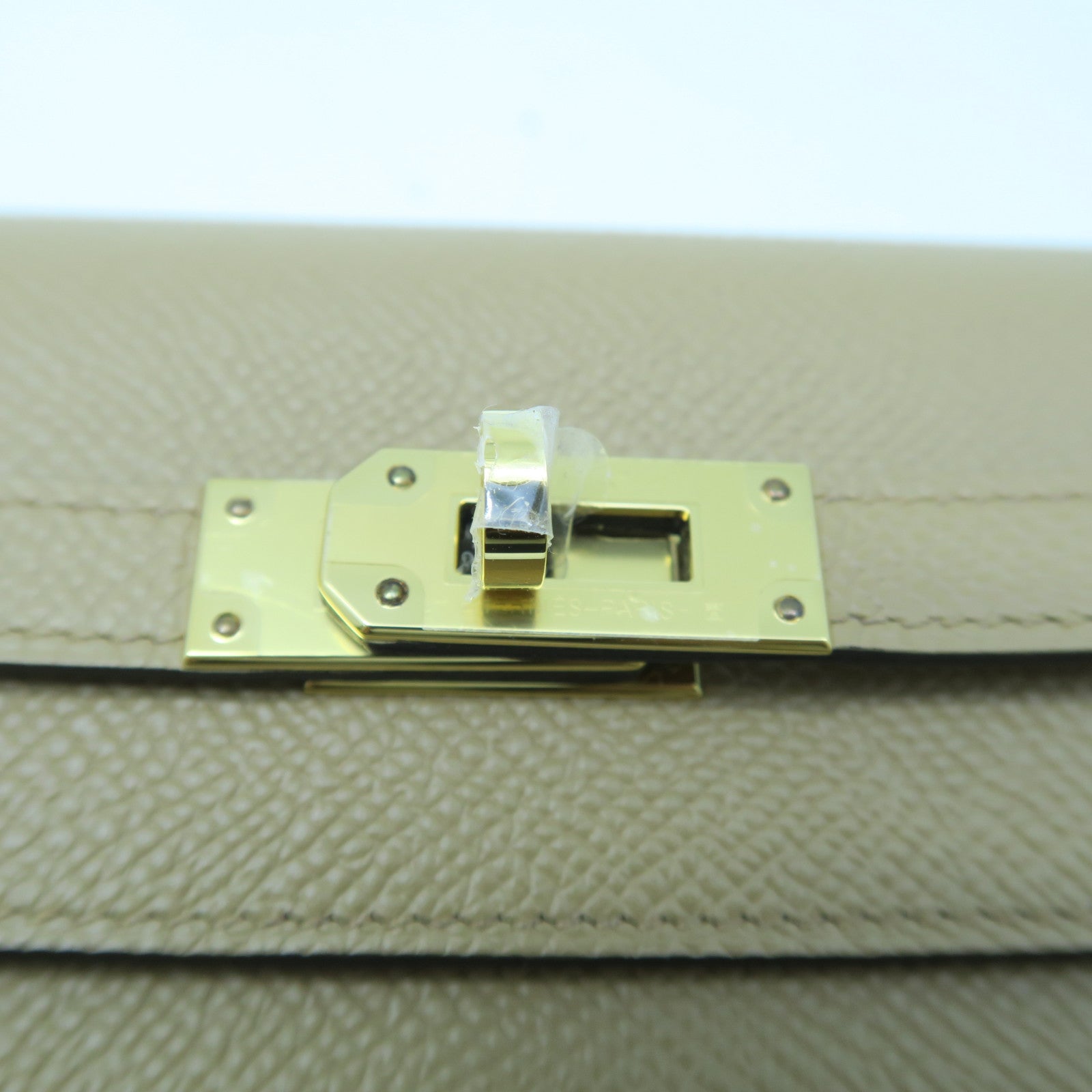 HERMES Epsom Leather Kelly To Go Gold Buckle Long Wallet Milk Tea/Mallow Purple