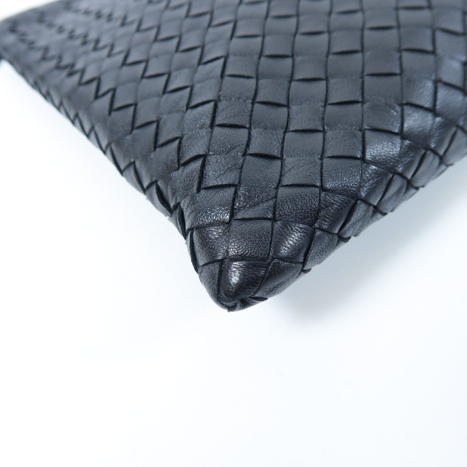 BOTTEGA VENETA 羊皮織紋皮革Clutch金扣手拿包黑色