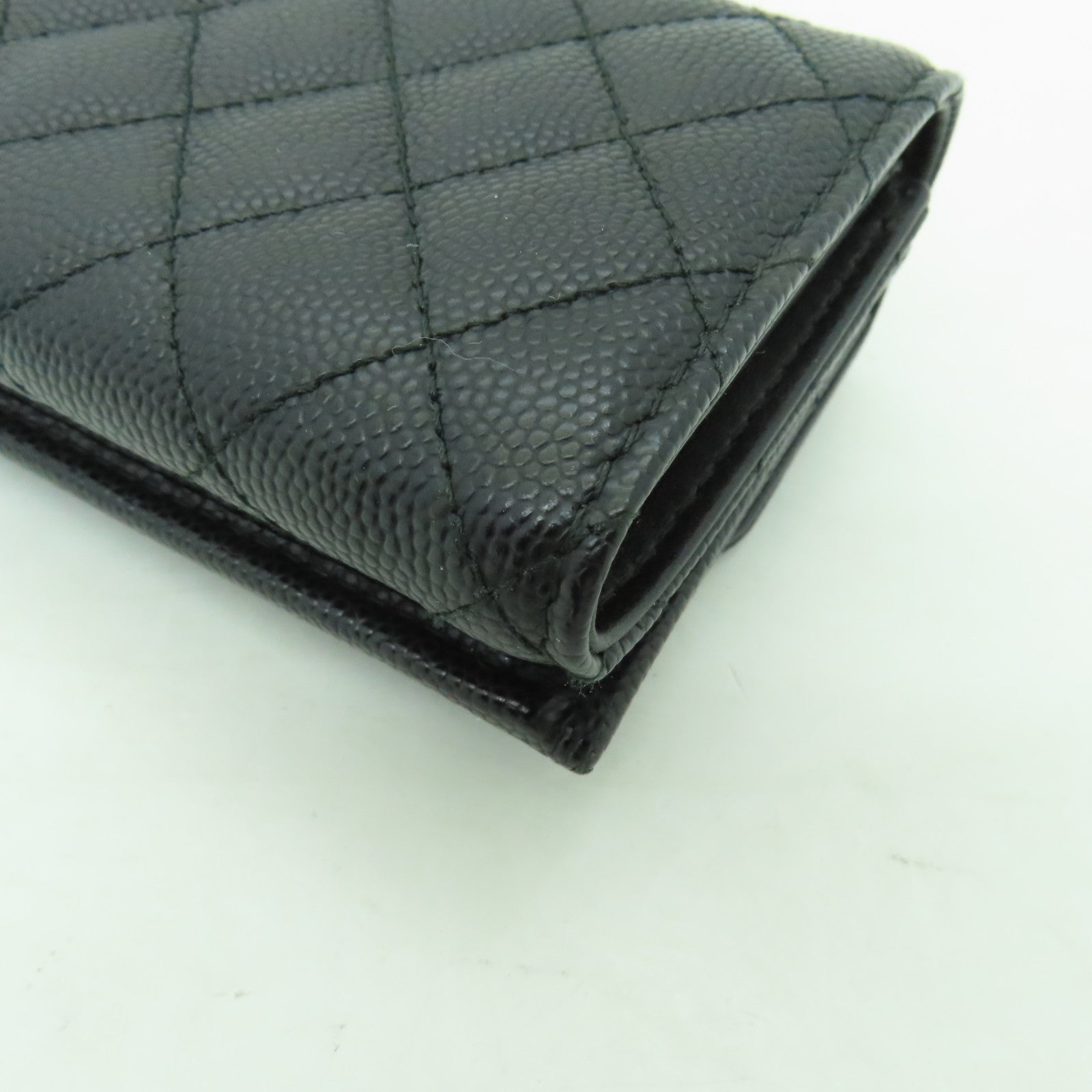 CHANEL 菱格Caviar皮革Boy Chanel Wallet金扣錢包黒色