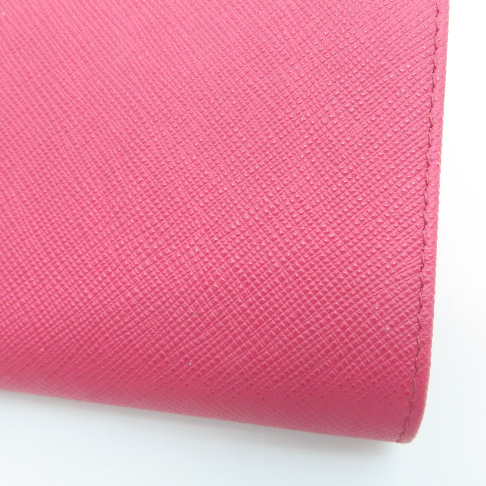 PRADA Saffiano皮革Wallet金扣钱包粉红色