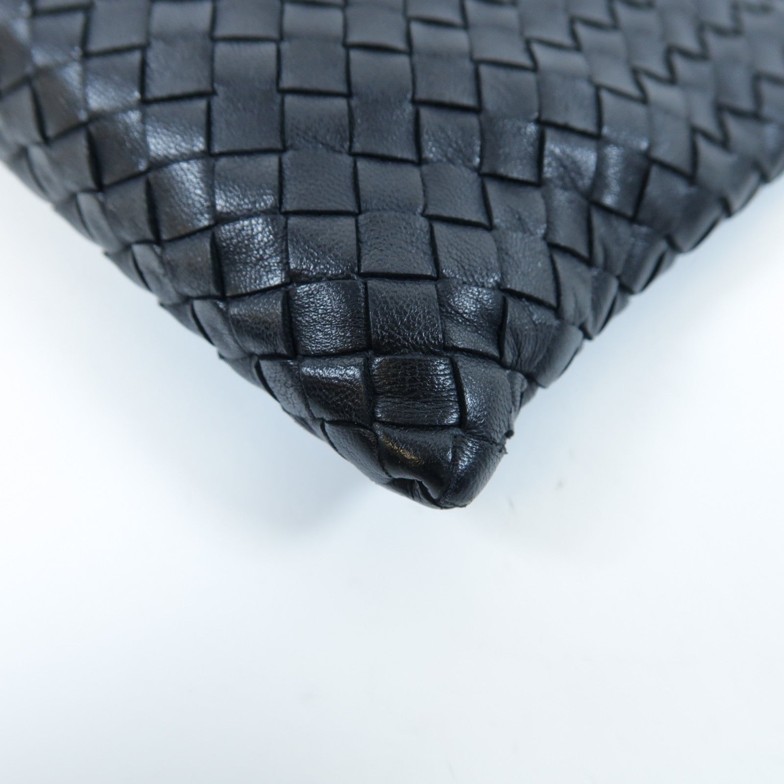 BOTTEGA VENETA 羊皮織紋皮革Clutch金扣手拿包黑色