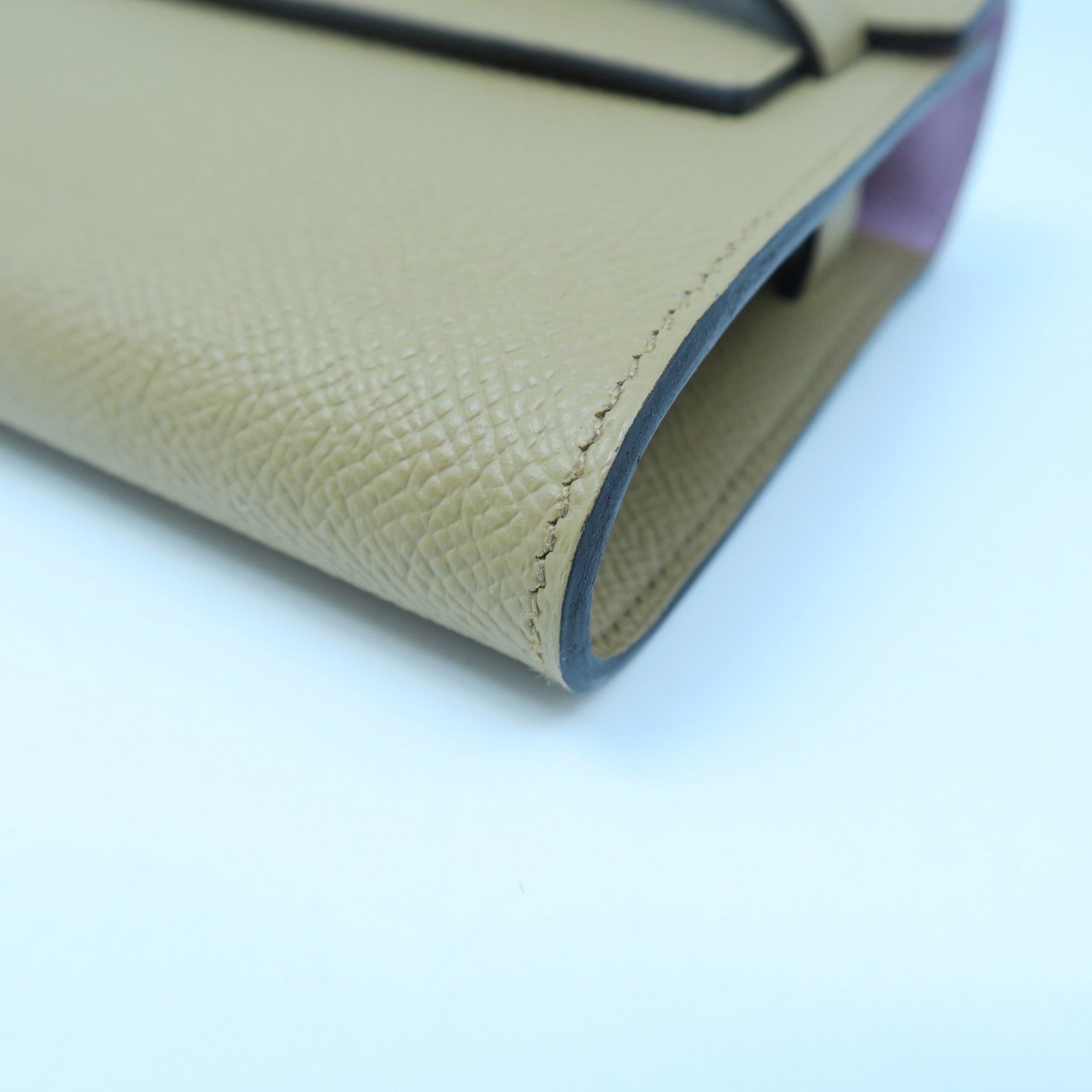 HERMES Epsom Leather Kelly To Go Gold Buckle Long Wallet Milk Tea/Mallow Purple