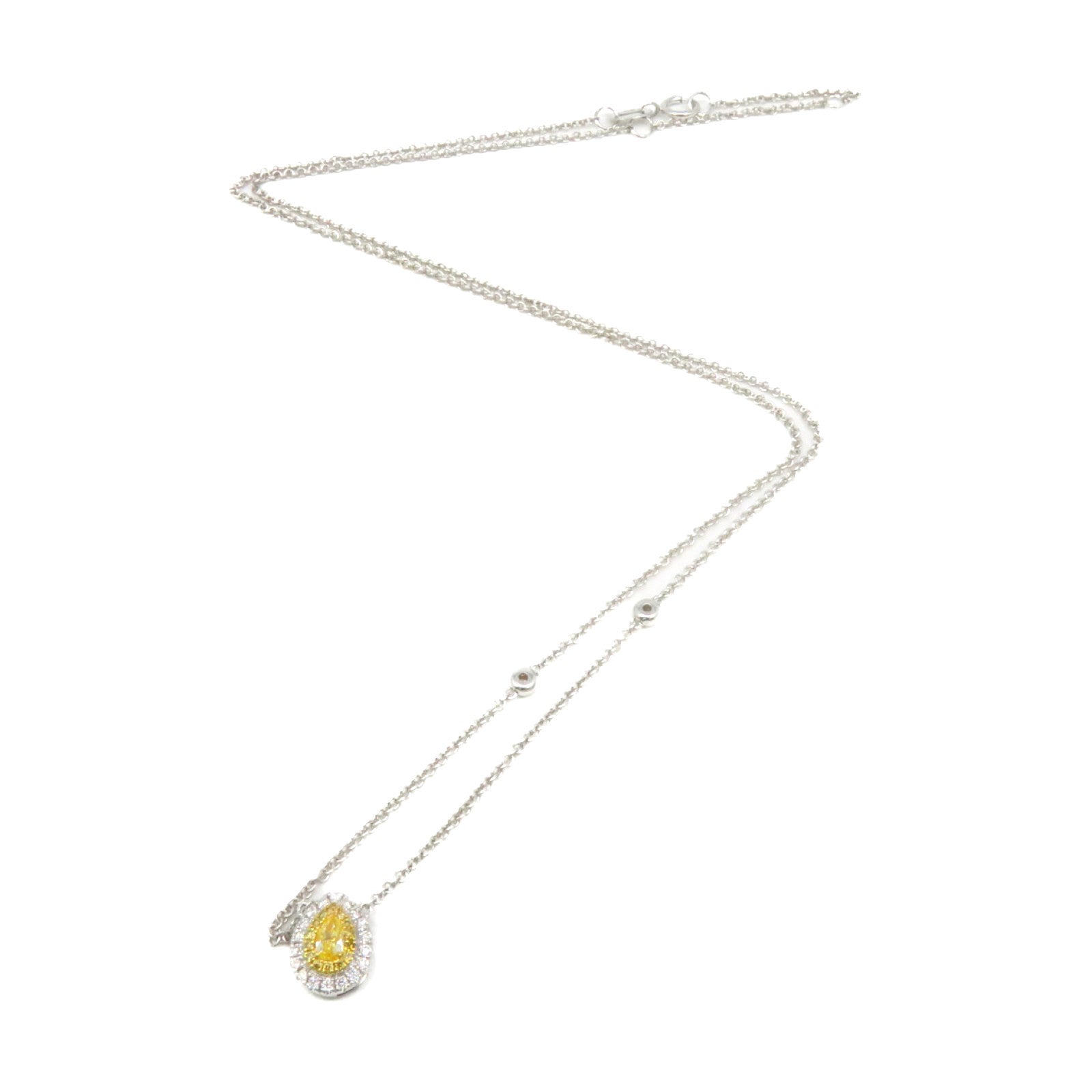 JEWELRY 【激減優惠】18K白金/0.07ct黃色鑽石/0.222ct鑽石Yellow Diamond Necklace項鍊