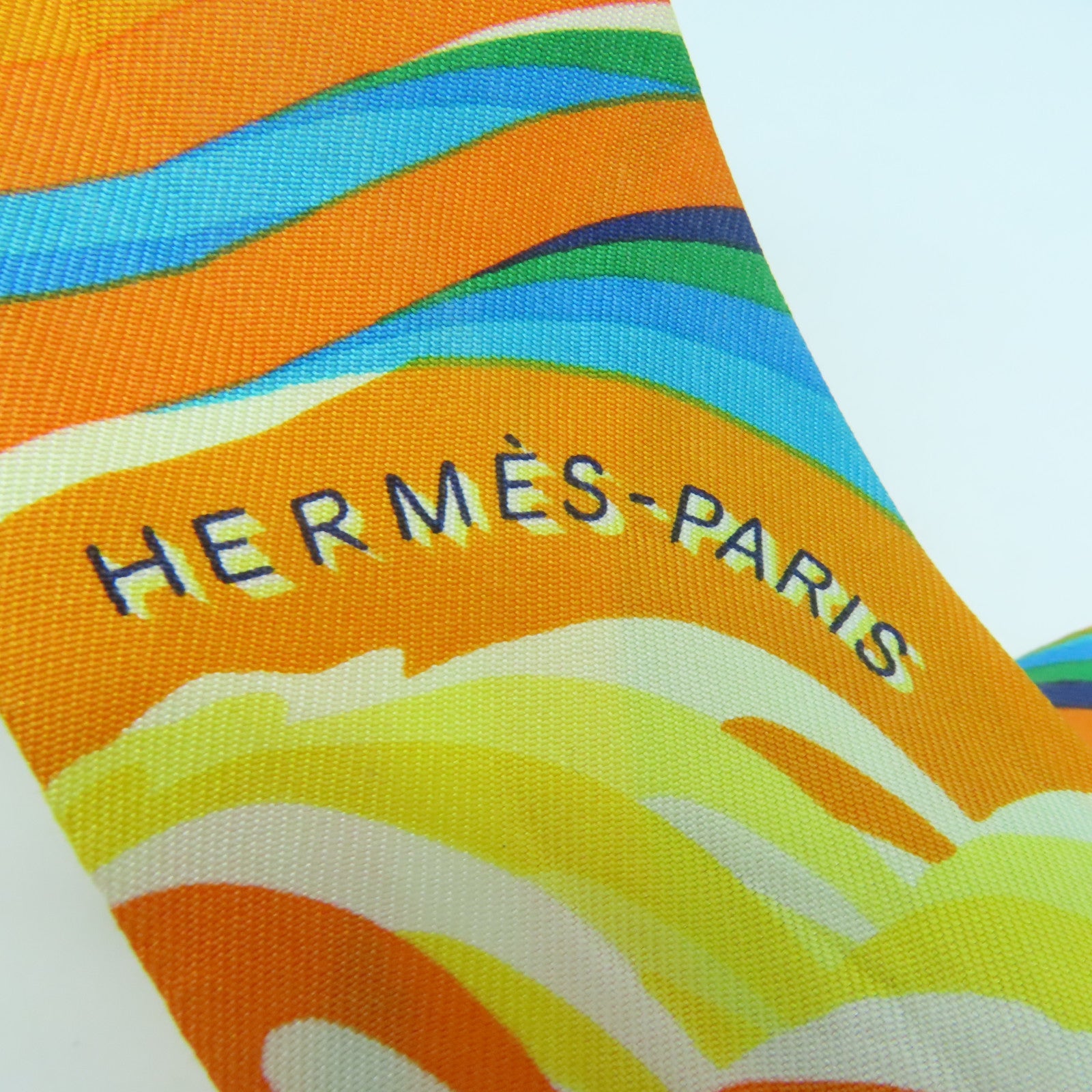HERMES 丝质Twilly丝巾彩色/橙色