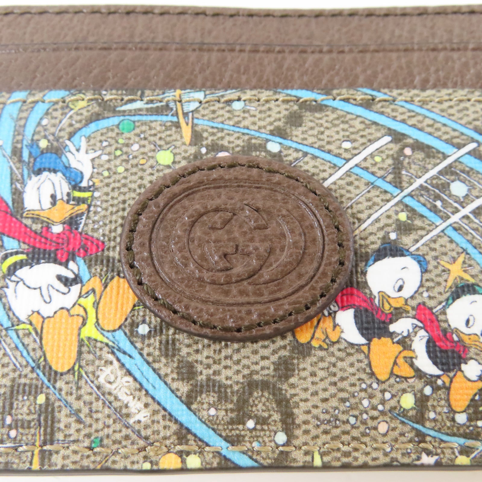 GUCCI 塗層帆布Disney x Gucci Donald Duck Card Case卡片套啡色