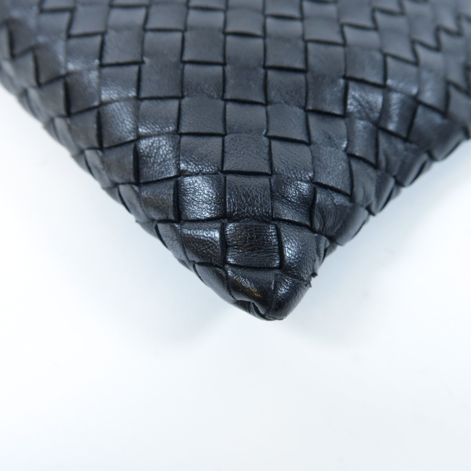 BOTTEGA VENETA 羊皮織紋皮革Clutch金扣手拿包黑色
