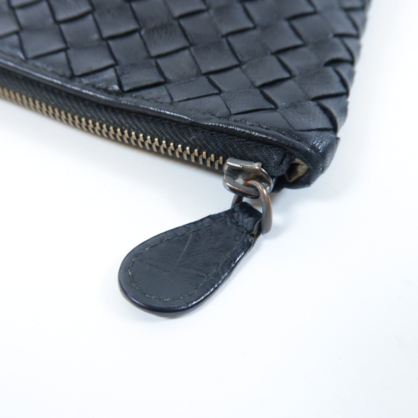 BOTTEGA VENETA 羊皮織紋皮革Clutch金扣手拿包黑色