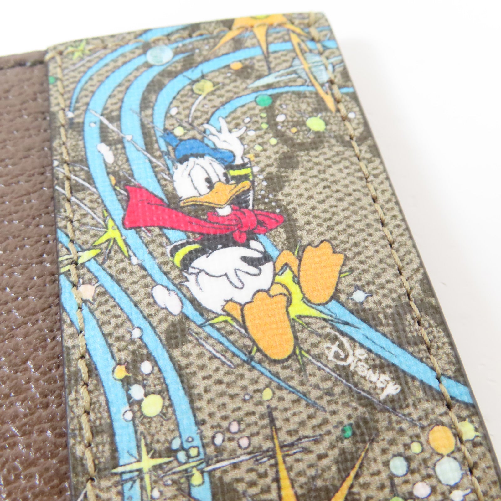 GUCCI 塗層帆布Disney x Gucci Donald Duck Card Case卡片套啡色