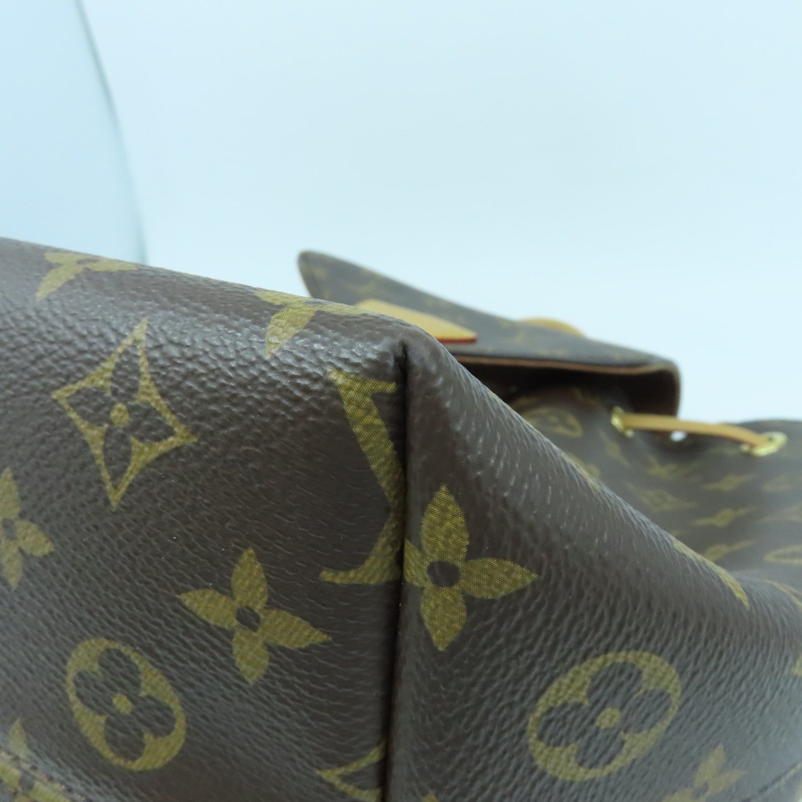 LOUIS VUITTON Monogram Montsuris PM Gold Buckle Backpack Brown
