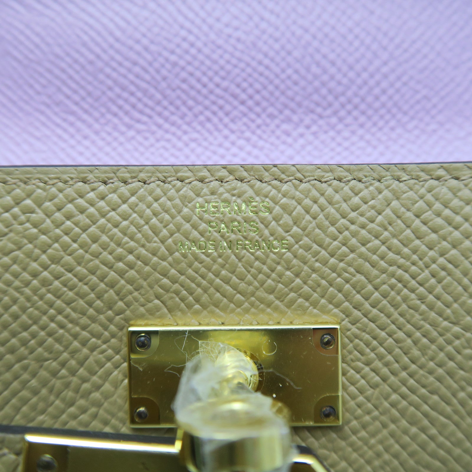 HERMES Epsom Leather Kelly To Go Gold Buckle Long Wallet Milk Tea/Mallow Purple