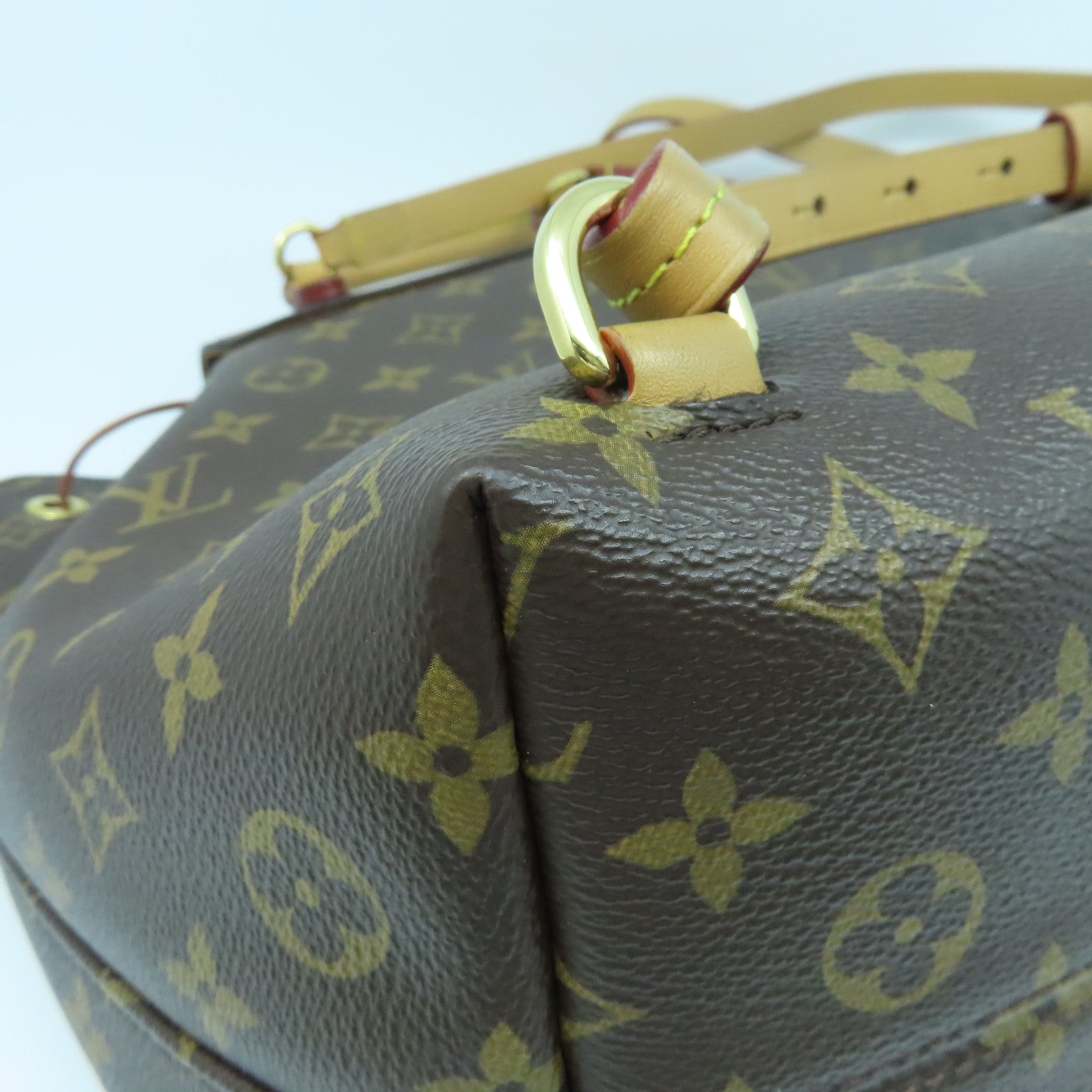LOUIS VUITTON Monogram Montsuris PM Gold Buckle Backpack Brown