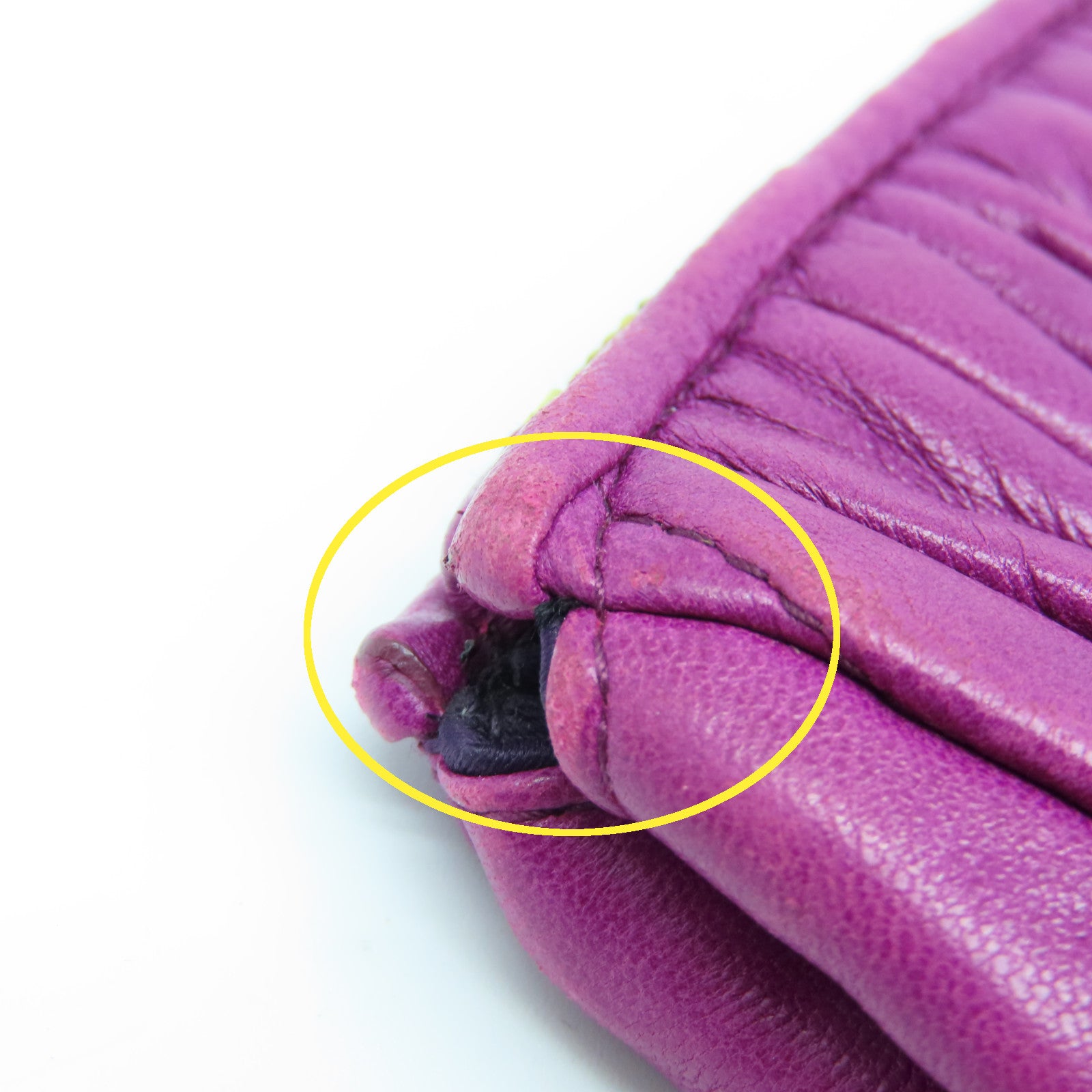 Miu Miu Sheepskin Leather Pouch Gold Buckle Clutch Purple