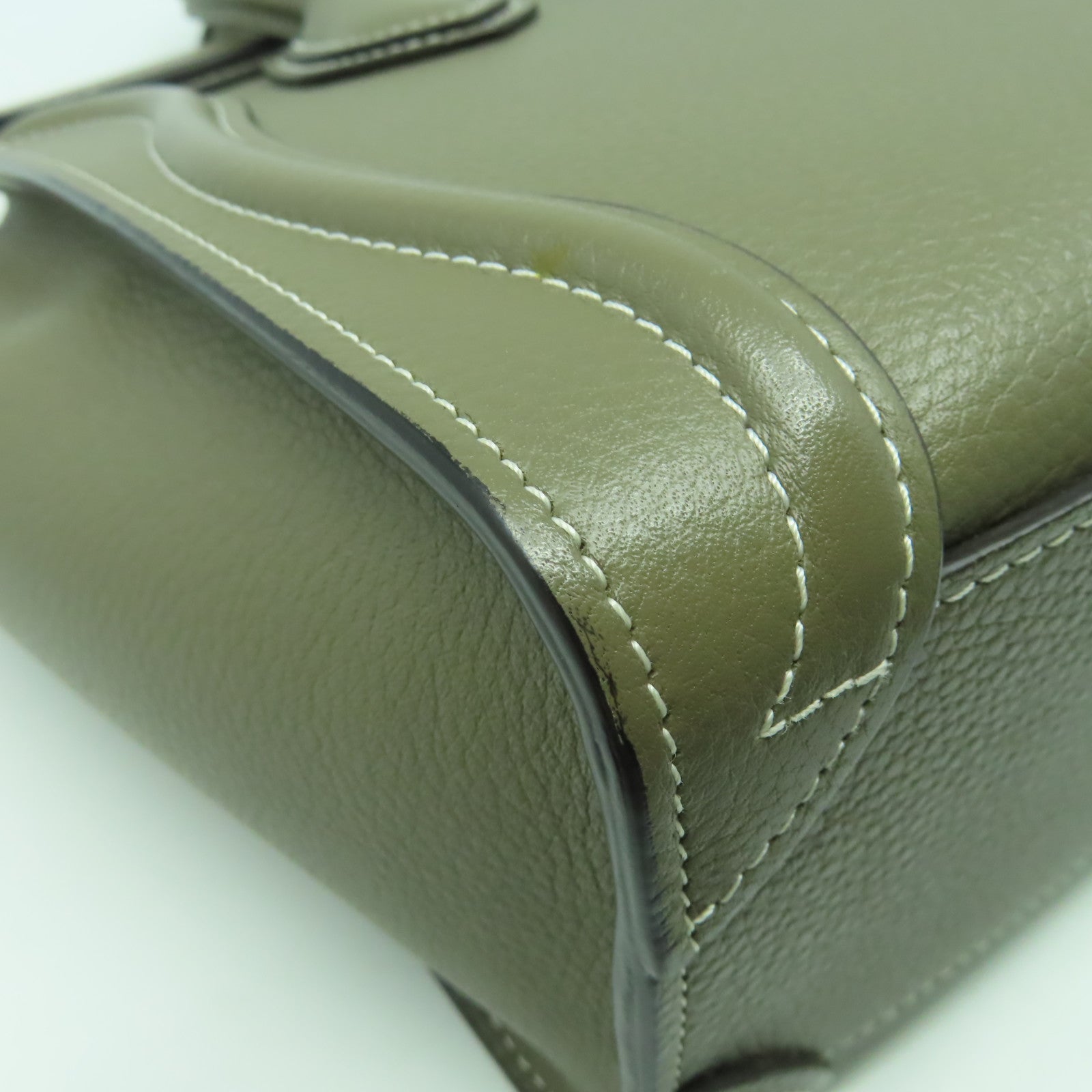 CELINE 牛皮皮革Nano Luggage銀扣手挽肩背兩用袋灰色