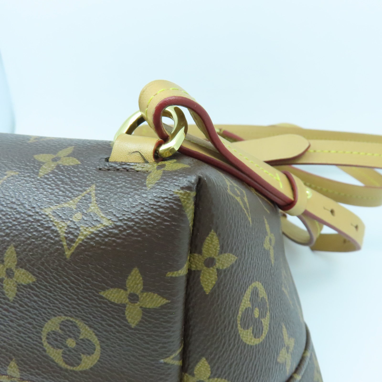 LOUIS VUITTON Monogram Montsuris PM Gold Buckle Backpack Brown
