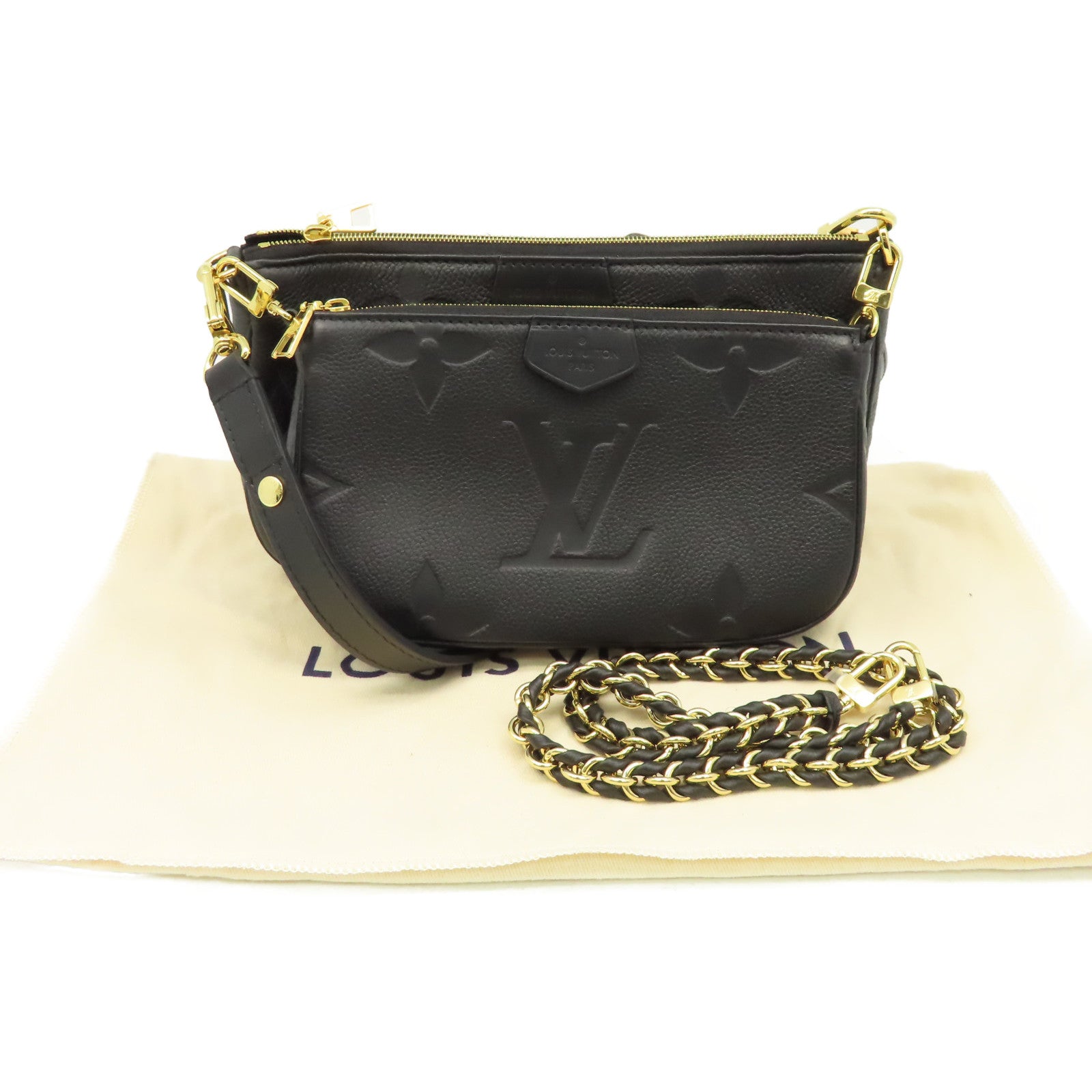 LOUIS VUITTON Monogram Empreinte Multi Pochette Accessories Shoulder Bag肩背袋黑色
