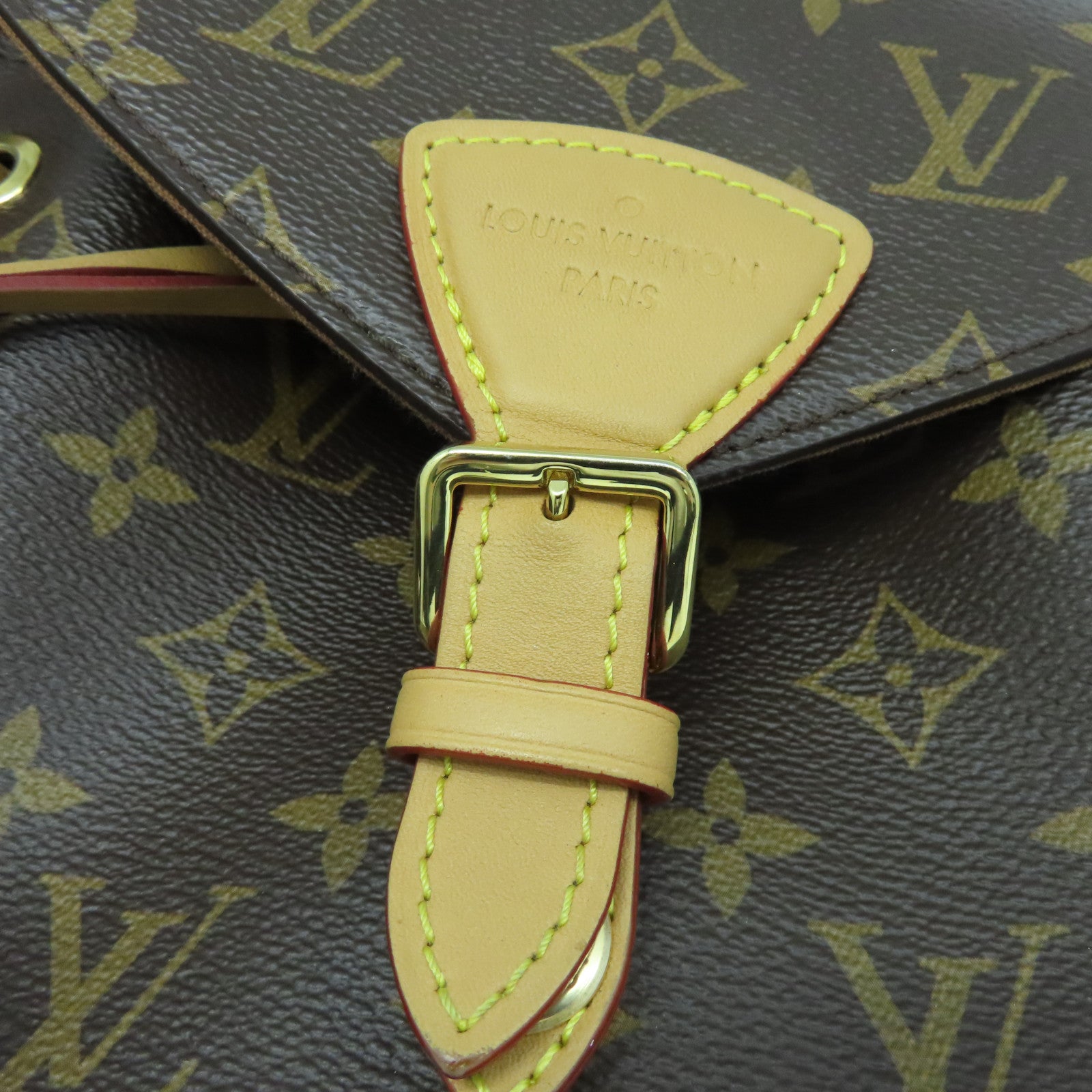 LOUIS VUITTON Monogram Montsuris PM Gold Buckle Backpack Brown