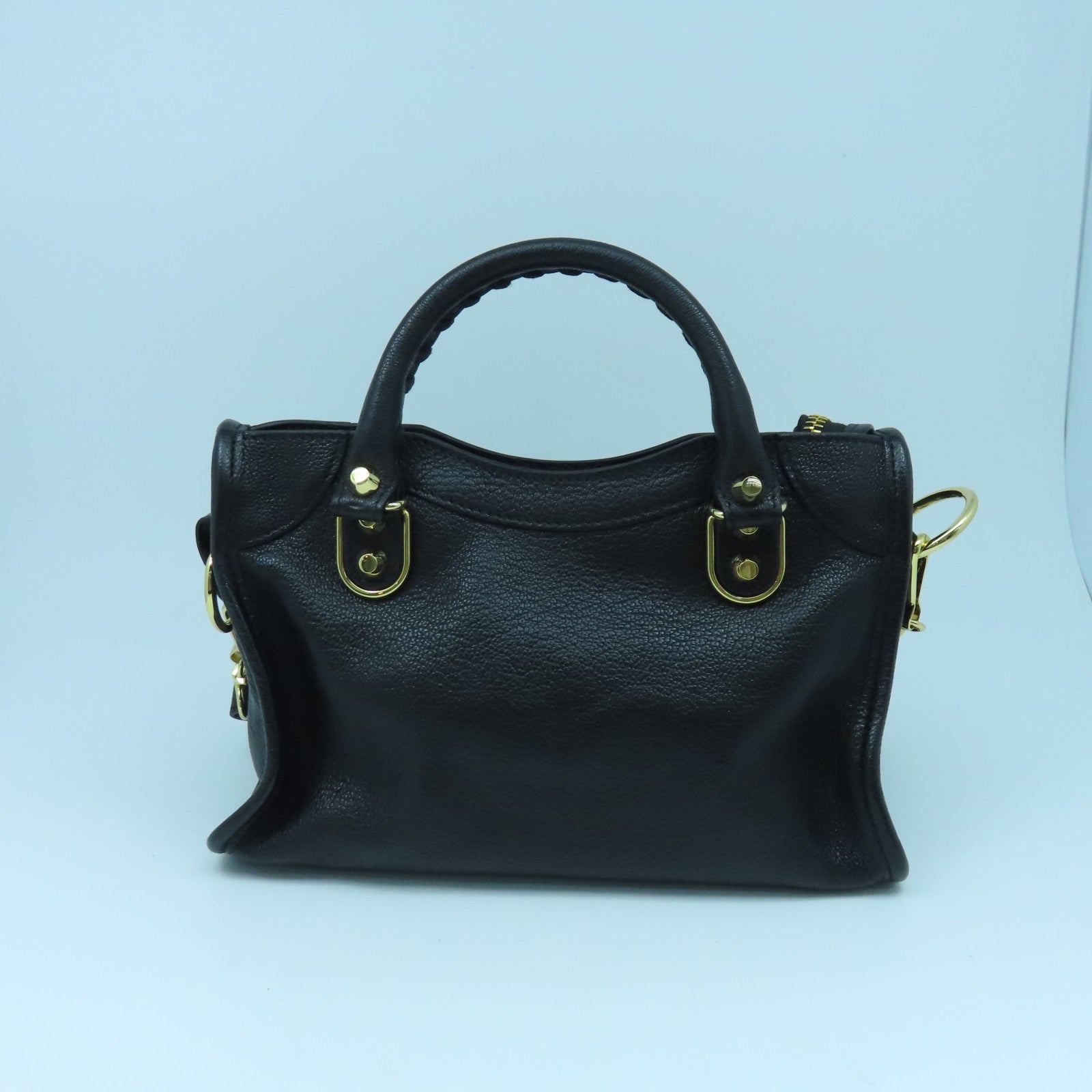 BALENCIAGA 牛皮牛革Mini Small金扣手挽肩背兩用袋黑色