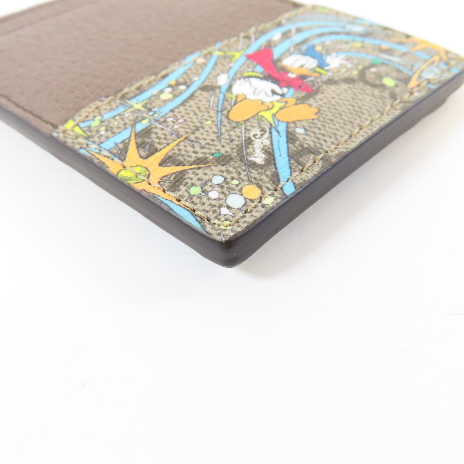 GUCCI 塗層帆布Disney x Gucci Donald Duck Card Case卡片套啡色
