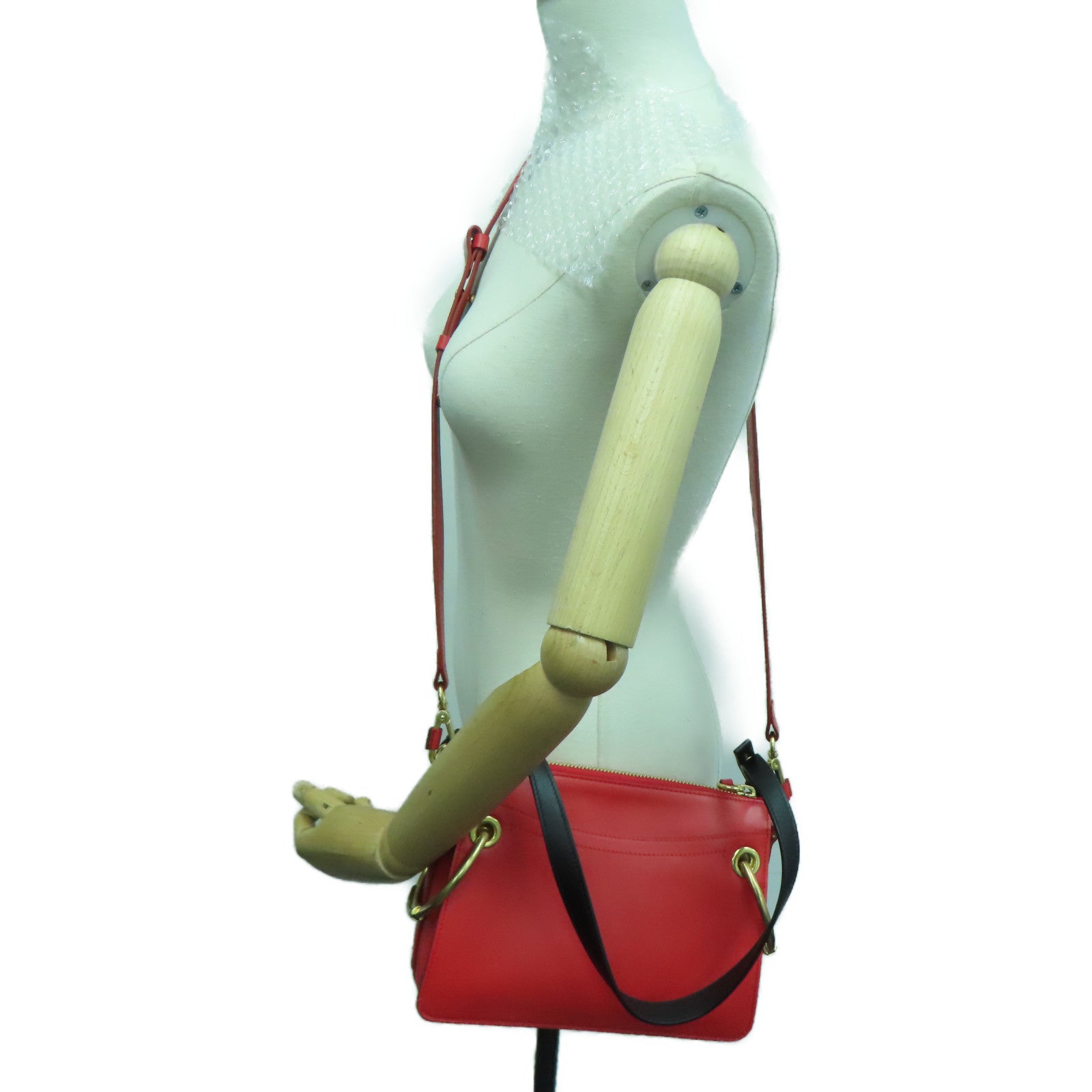 Chloe 牛皮皮革2Way Shoulder金扣手挽肩背两用袋红色