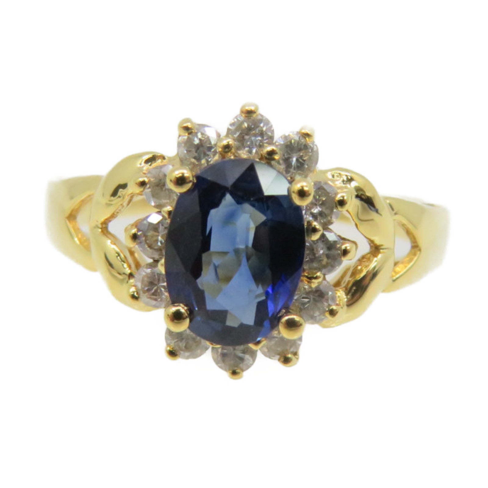 JEWELRY 18K Gold/Sapphire/Diamond Sapphire Ring US#6.5