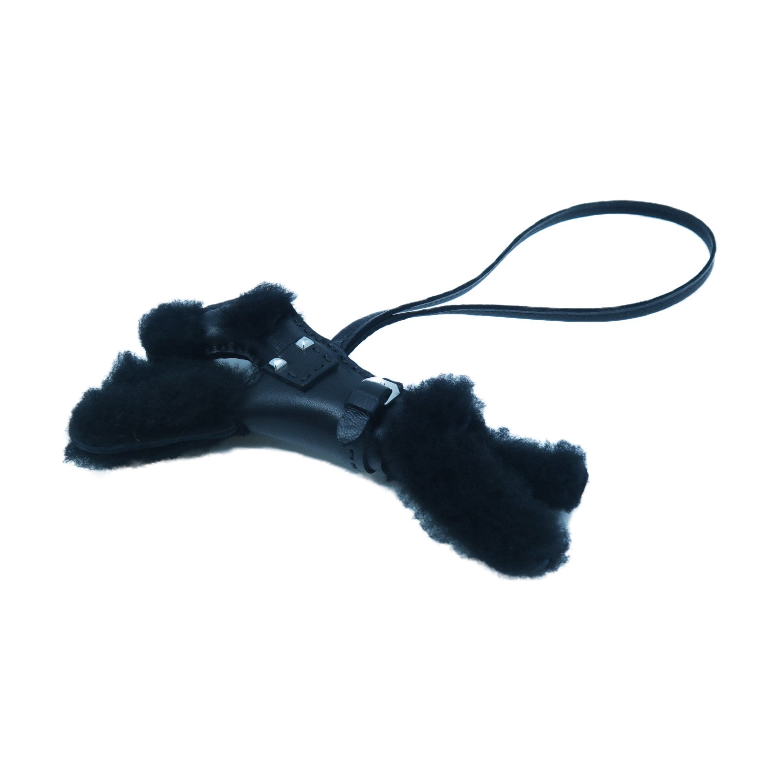 HERMES Wool/Leather Budy Charm Charm Black